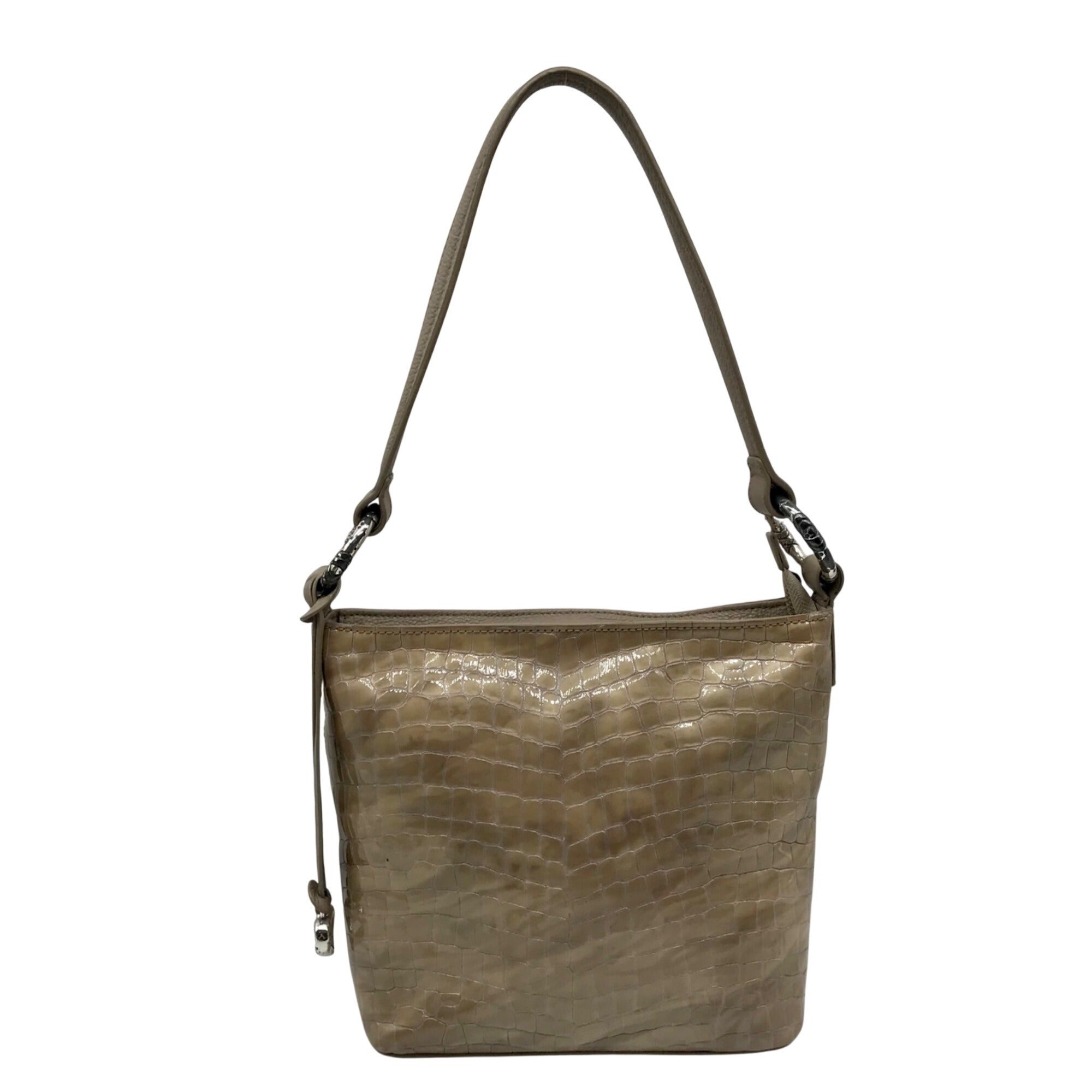 Brighton Neutral Patent Croc Embossed Leather Cher Shoulder Bag And Wallet