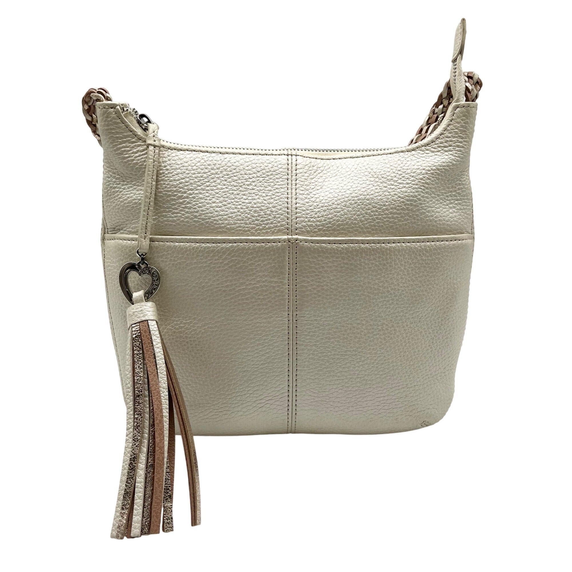 Brighton Pearl Putty Pebbled Leather Baby Barbados Crossbody 