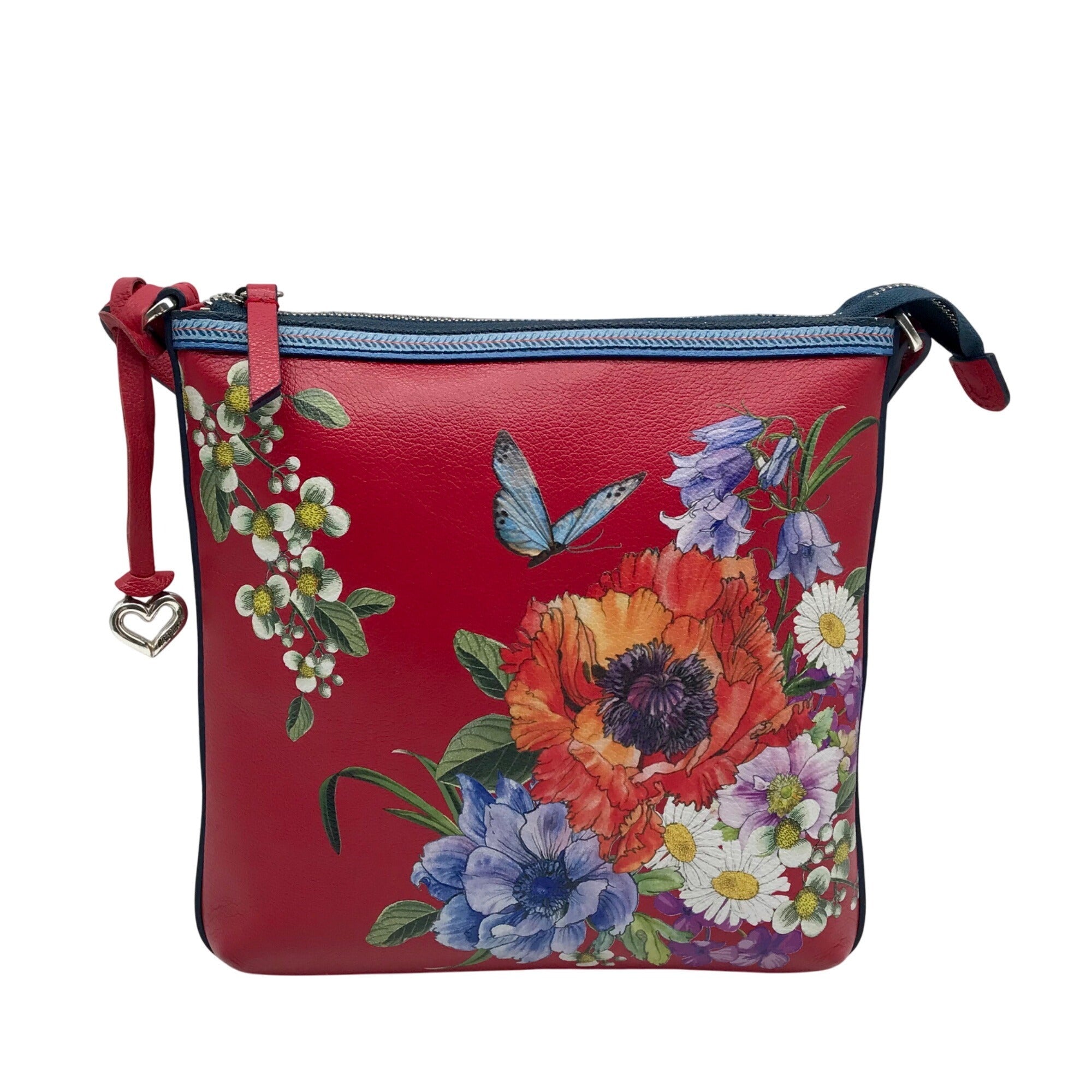 Brighton Red Leather Blossom Hill Rouge Scarlet Crossbody Bag 