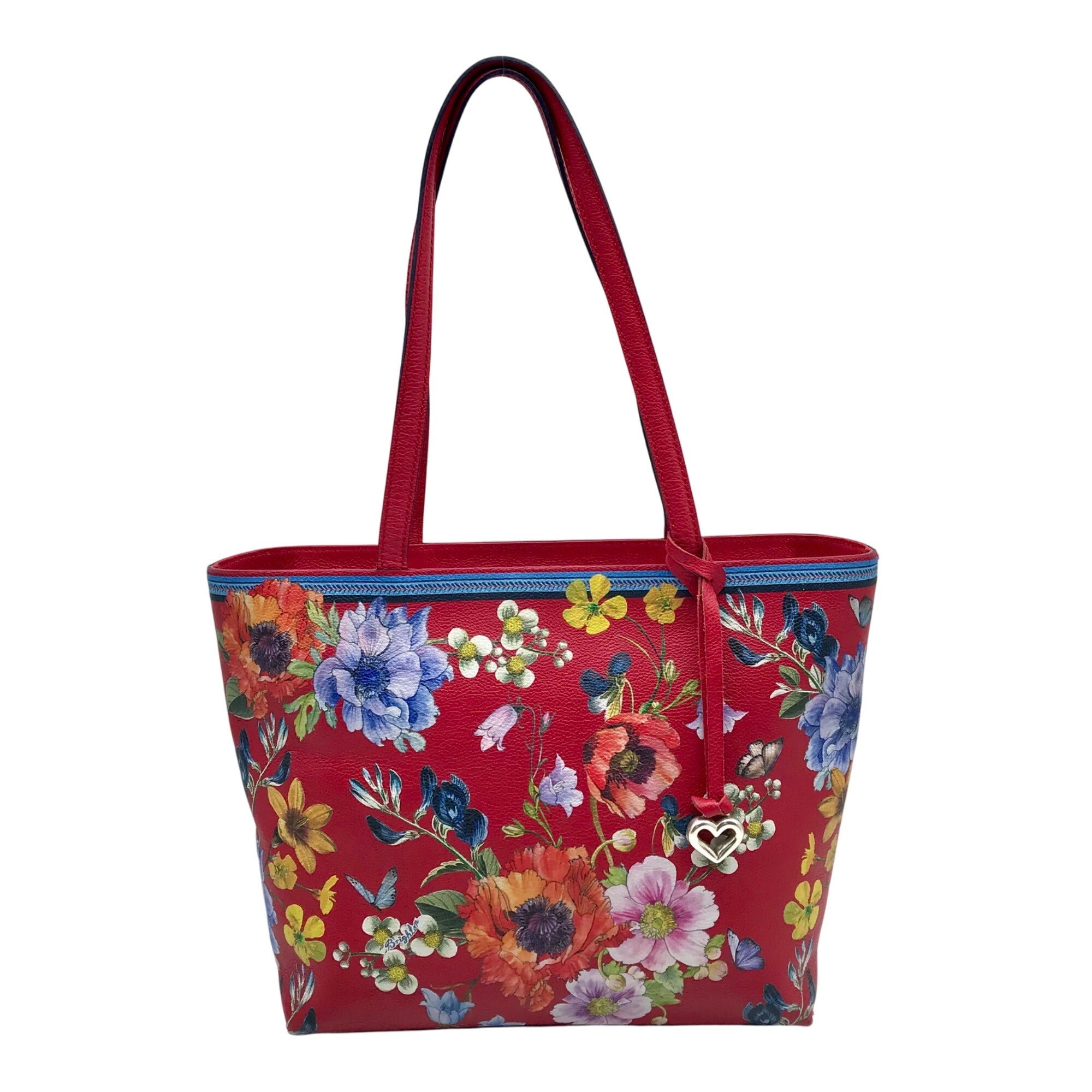 Brighton Red Leather Social Mailer Blossom Hill Rouge Scarlet Tote 