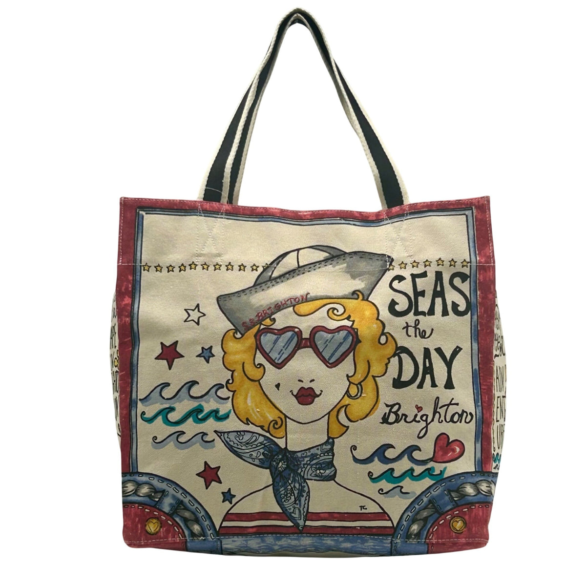 Brighton "Seas the Day" Large Canvas Stowaway Tote Bag