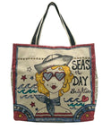 Brighton "Seas the Day" Large Canvas Stowaway Tote Bag
