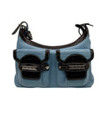 Brighton Sky Blue Pebbled Leather And Croc-Embossed Shoulder Bag