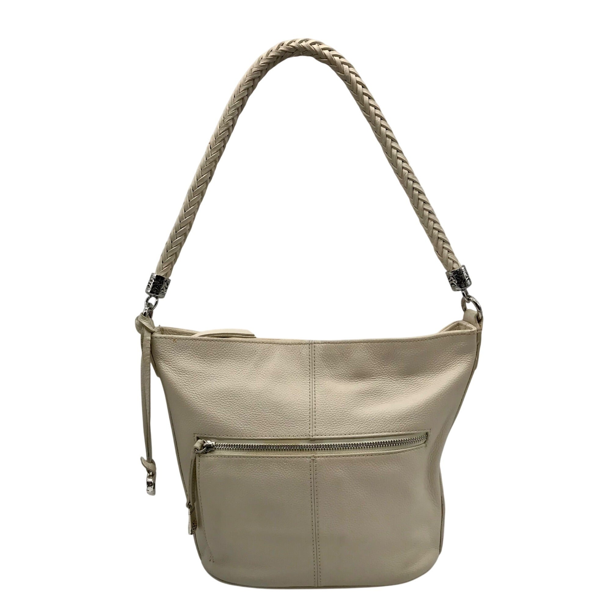 Brighton White Pebbled Leather Beck Organizer Shoulder Bag