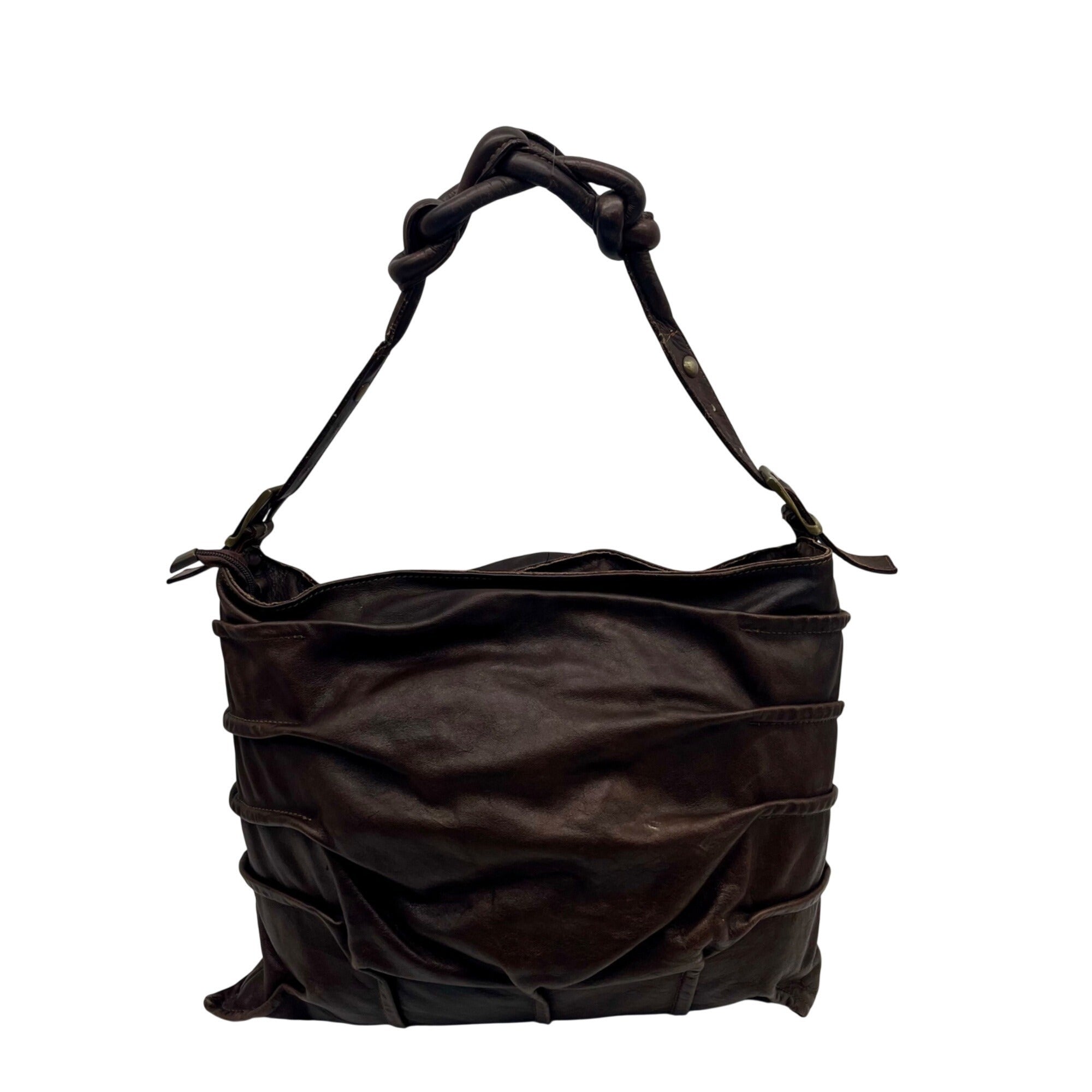 Brown Leather Hobo Shoulder Bag