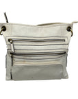 Bueno White Faux Leather Multi-Pocket Crossbody Bag