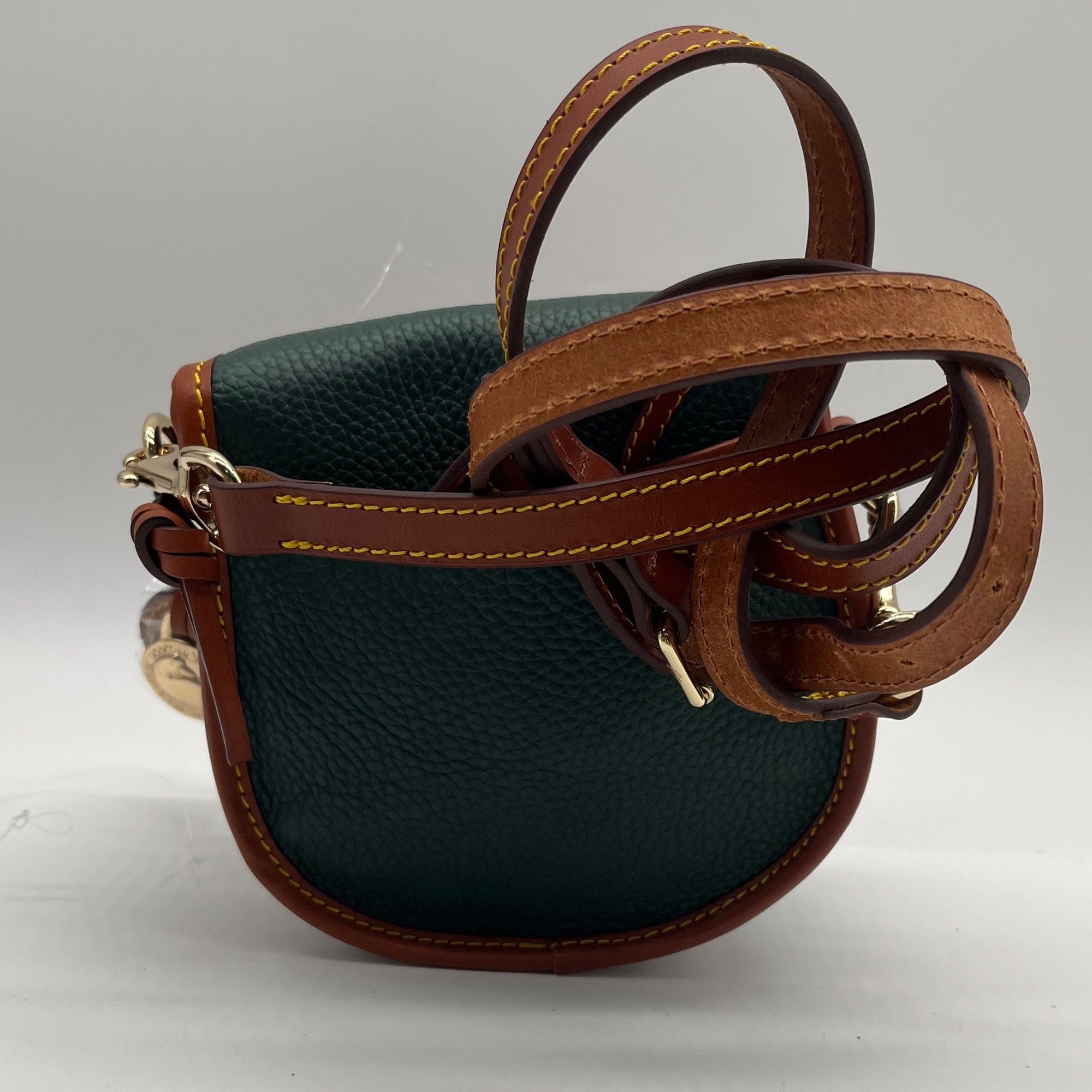Dooney &amp; Bourke Forest Green Pebbled Leather Canteen Crossbody Bag