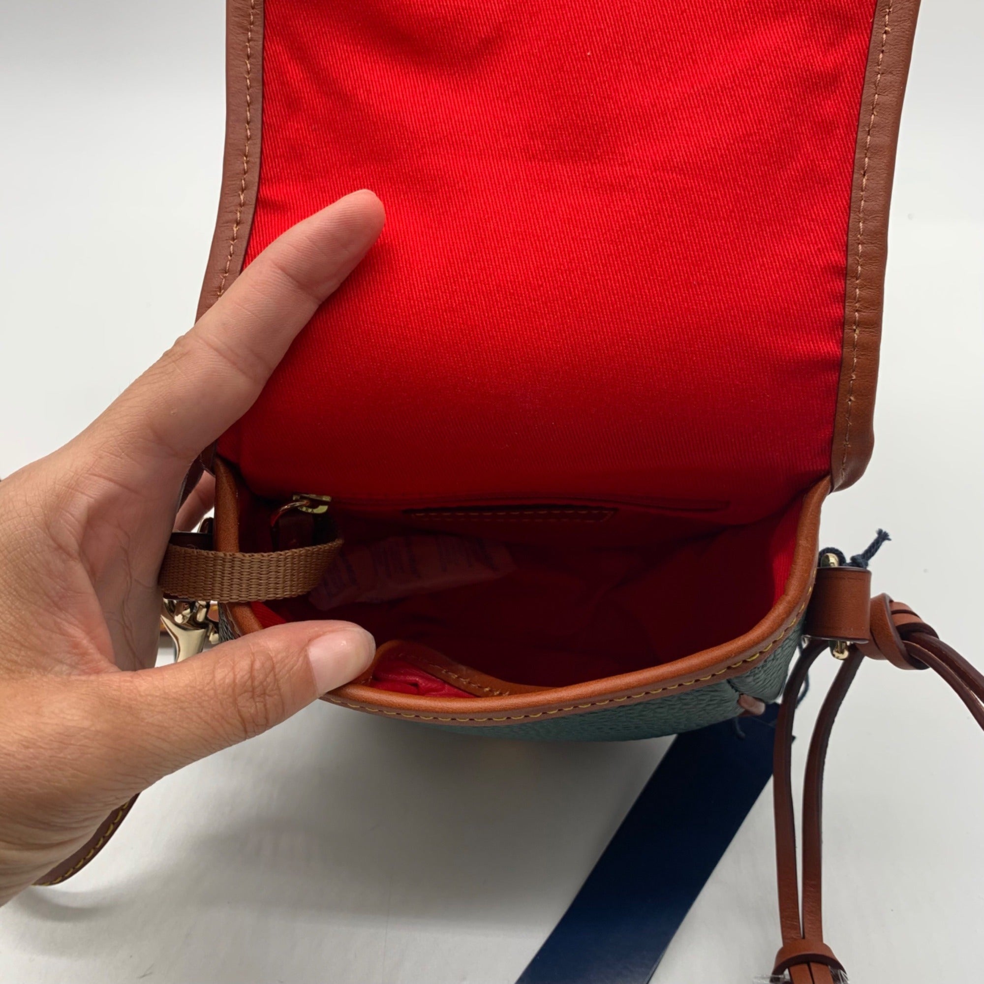 Dooney &amp; Bourke Forest Green Pebbled Leather Canteen Crossbody Bag