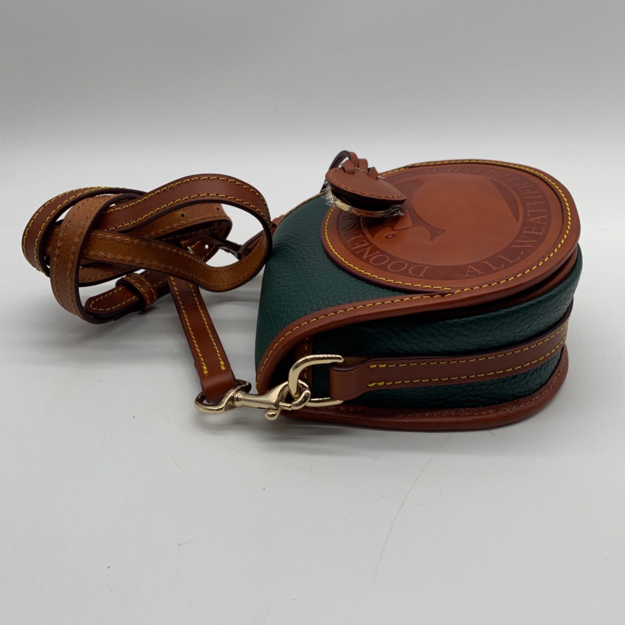 Dooney &amp; Bourke Forest Green Pebbled Leather Canteen Crossbody Bag