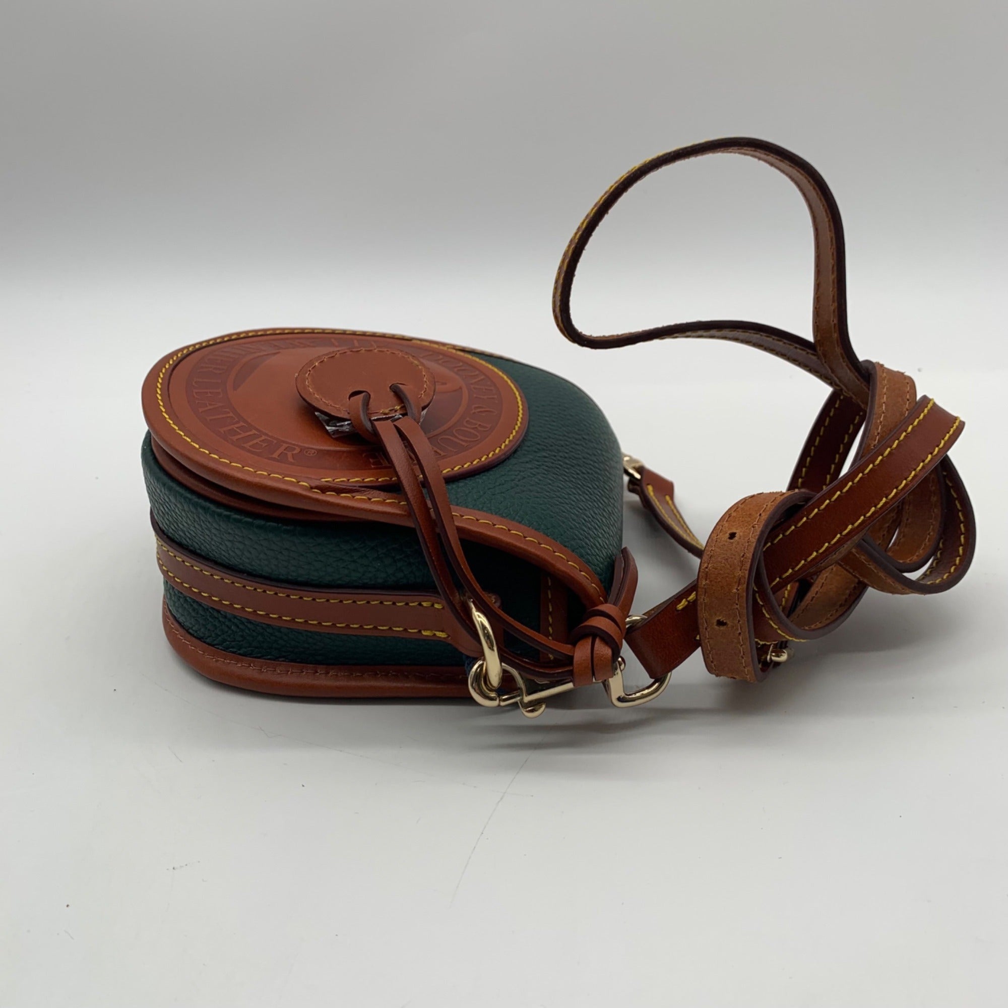 Dooney &amp; Bourke Forest Green Pebbled Leather Canteen Crossbody Bag