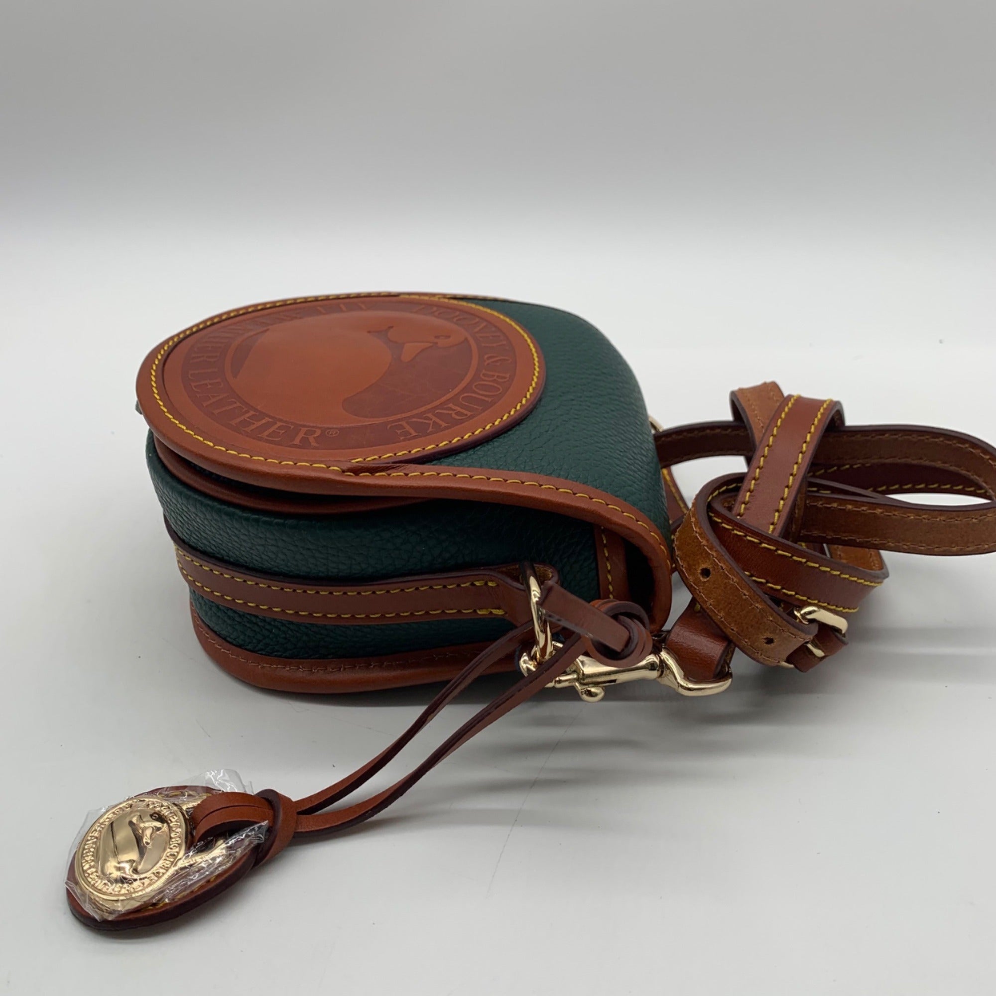 Dooney &amp; Bourke Forest Green Pebbled Leather Canteen Crossbody Bag