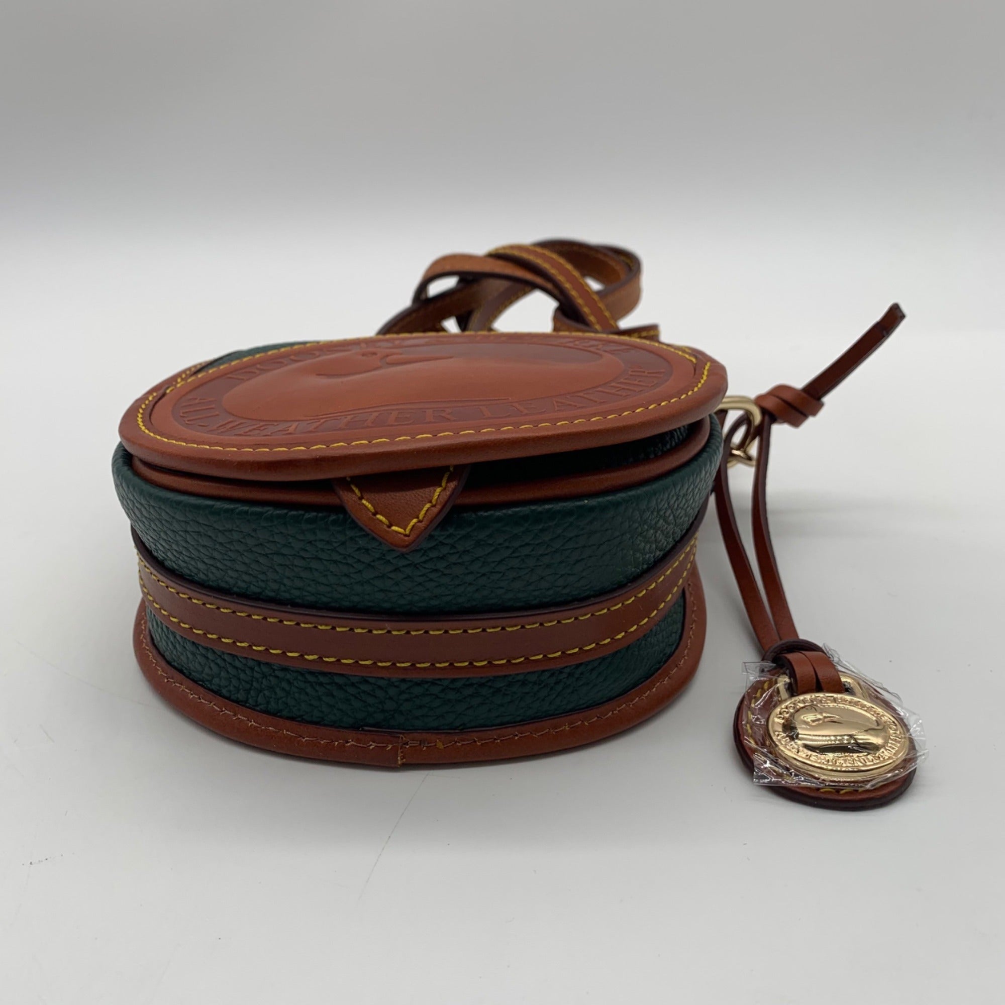 Dooney &amp; Bourke Forest Green Pebbled Leather Canteen Crossbody Bag