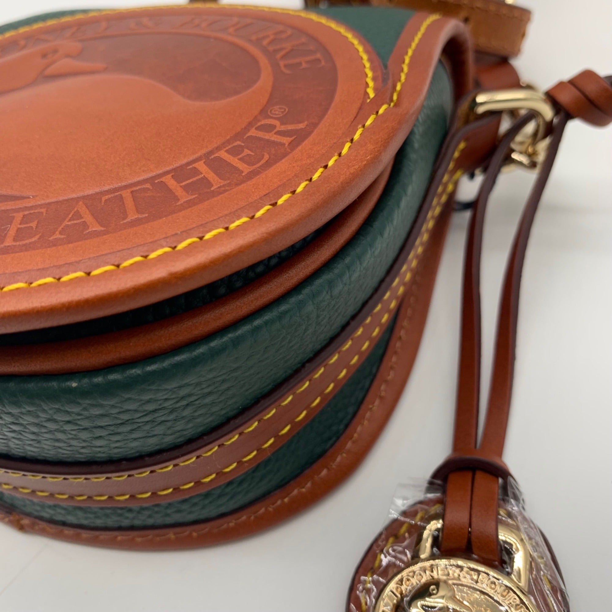 Dooney &amp; Bourke Forest Green Pebbled Leather Canteen Crossbody Bag