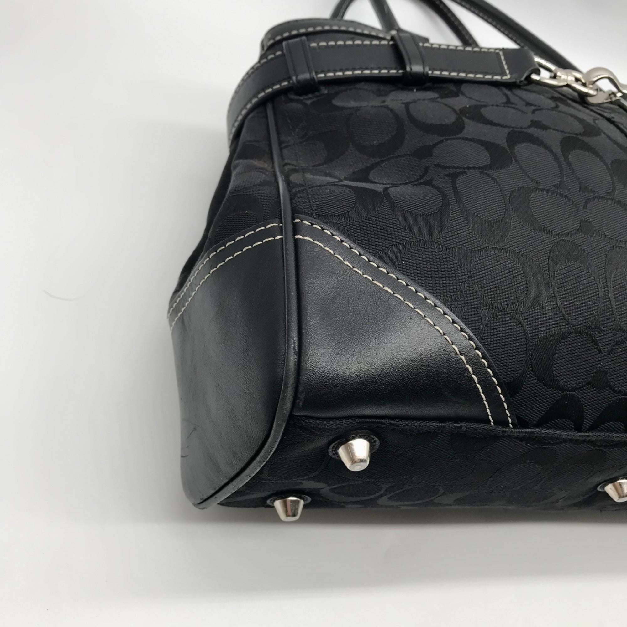 Vintage Coach Y2K Black Jacquard Canvas Hampton Satchel Bag