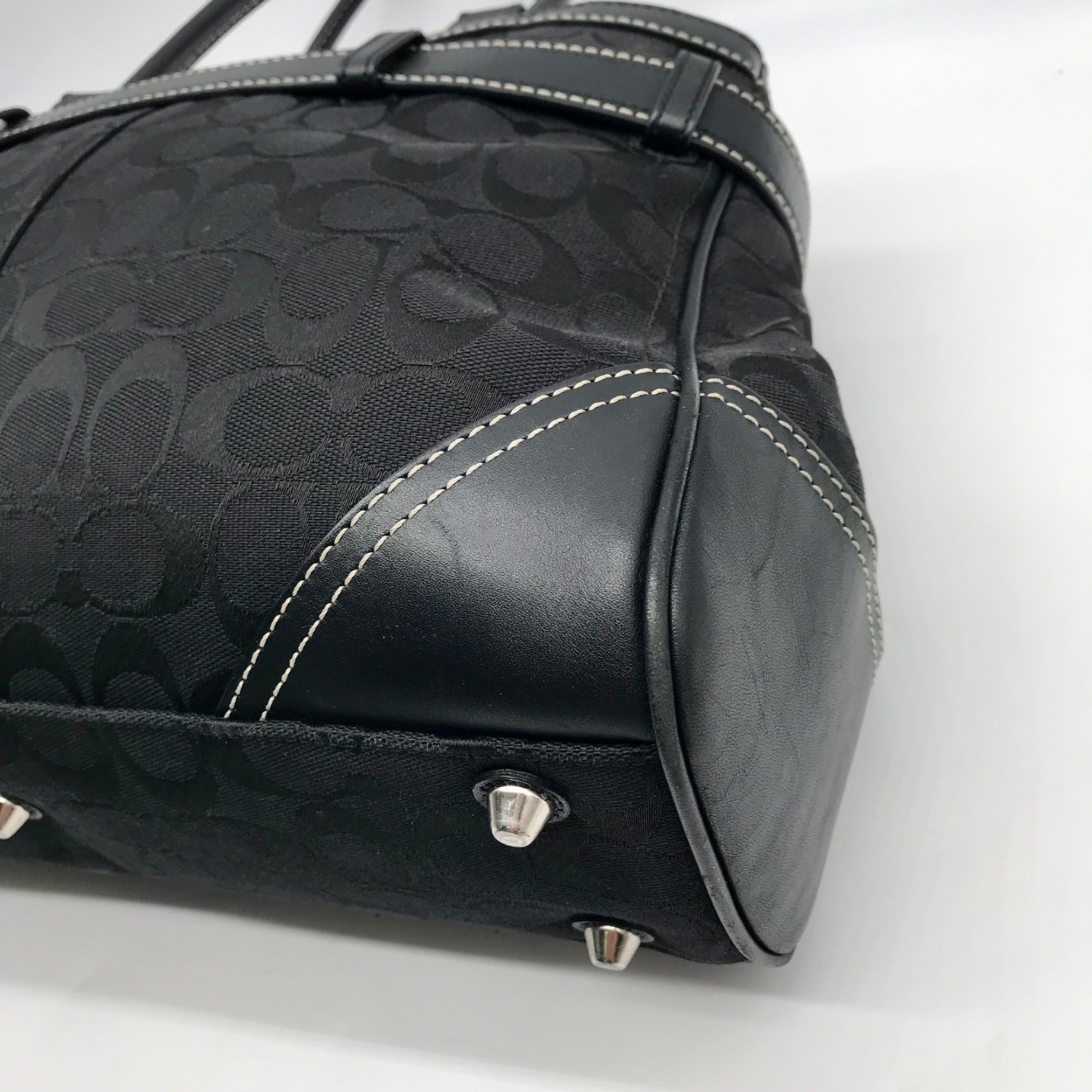 Vintage Coach Y2K Black Jacquard Canvas Hampton Satchel Bag