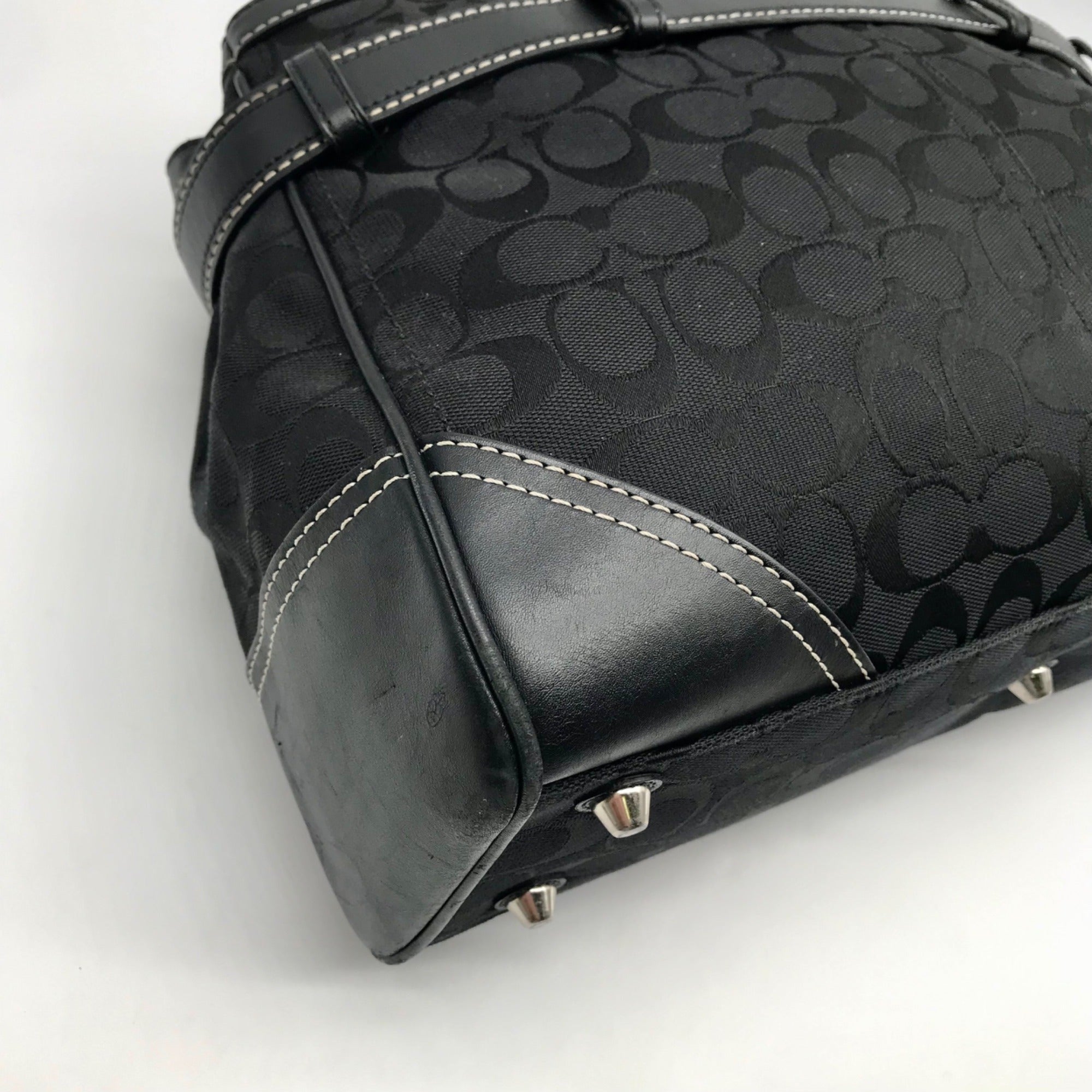 Vintage Coach Y2K Black Jacquard Canvas Hampton Satchel Bag