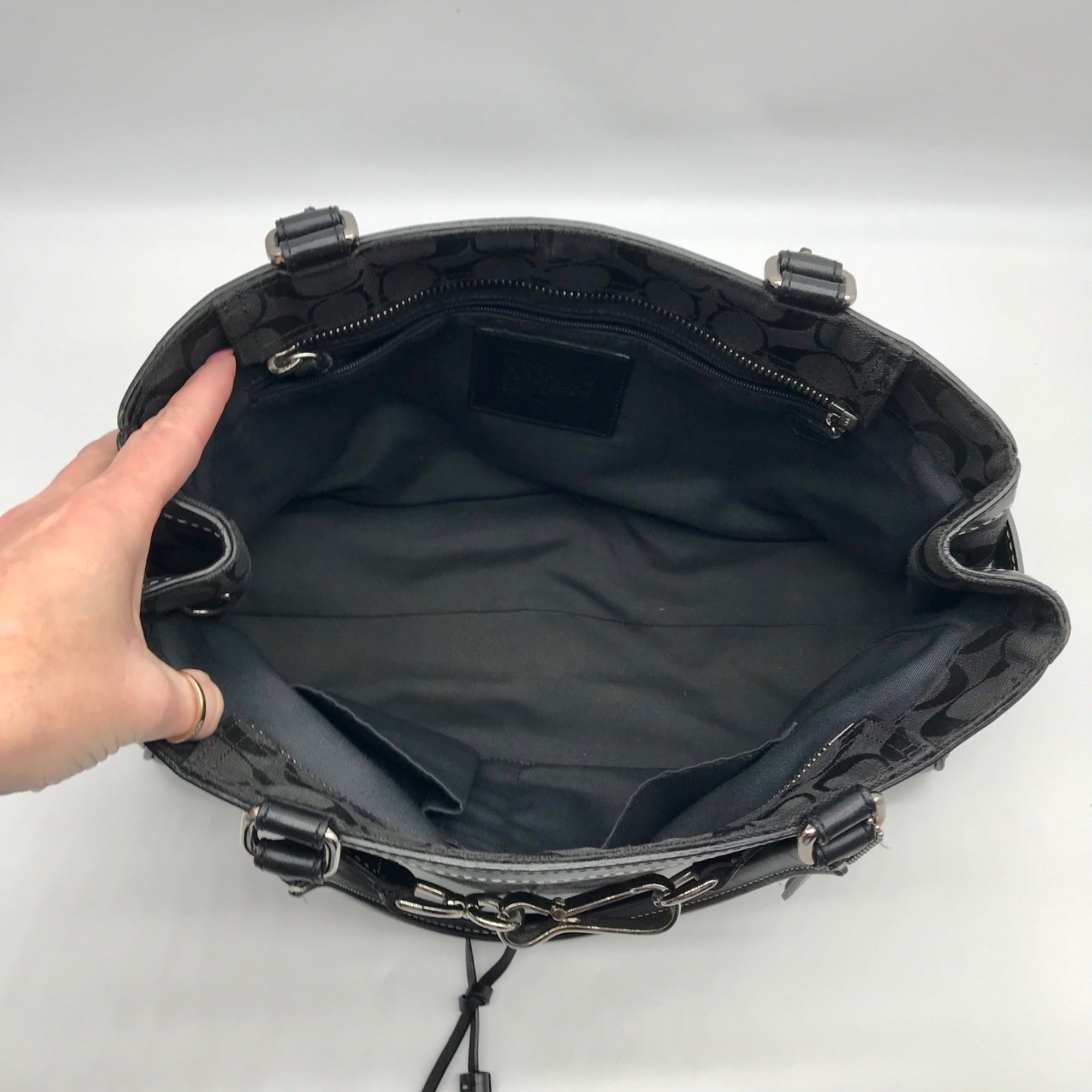 Vintage Coach Y2K Black Jacquard Canvas Hampton Satchel Bag