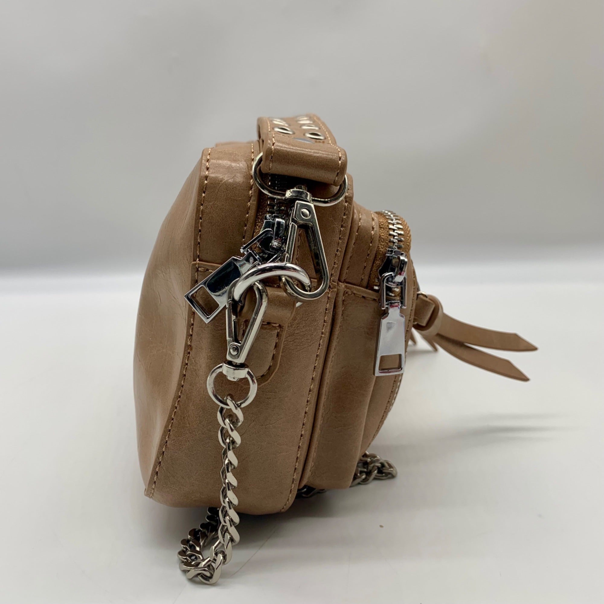 MMS Brands Brown Faux Leather Mini Cargo-Style Crossbody Bag