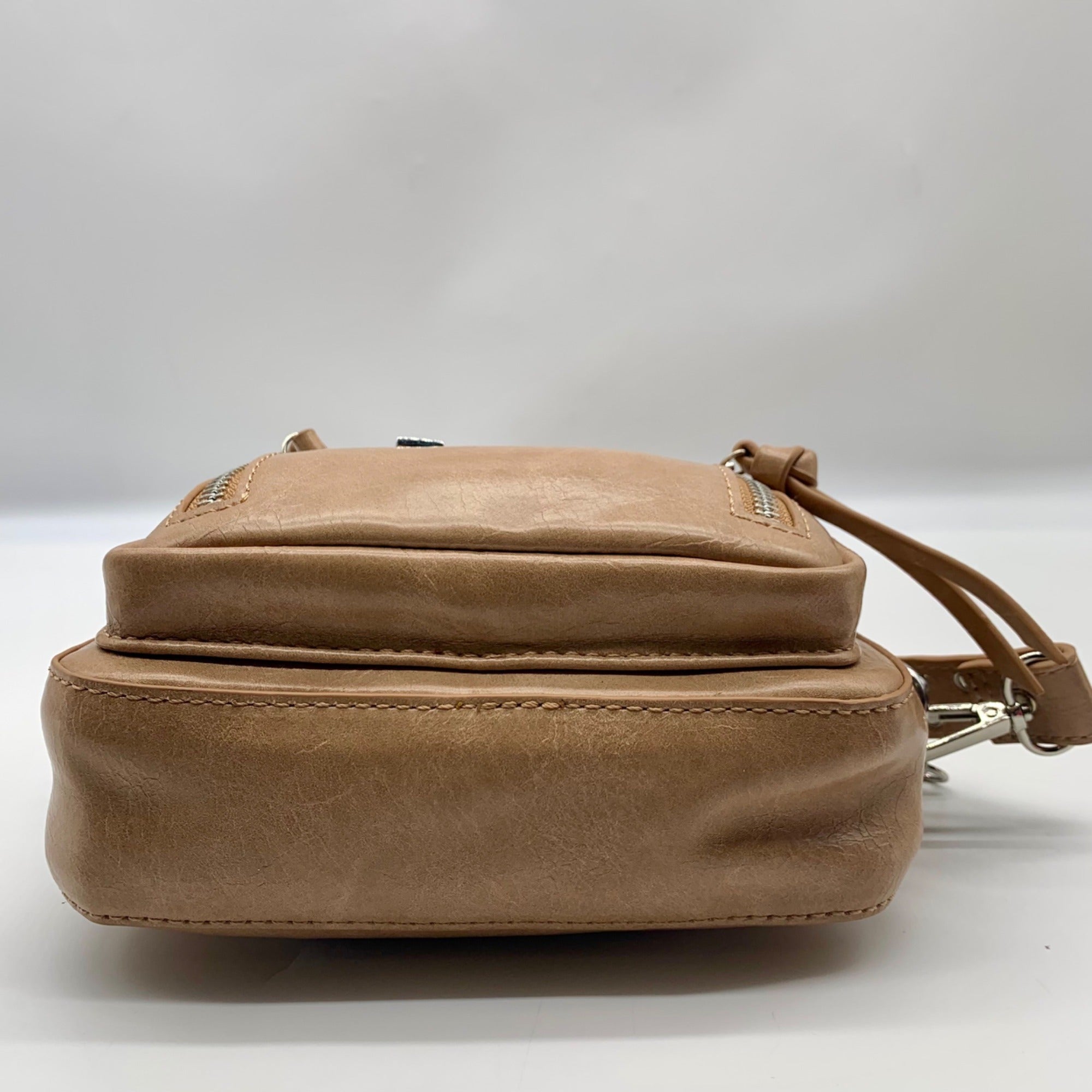 MMS Brands Brown Faux Leather Mini Cargo-Style Crossbody Bag
