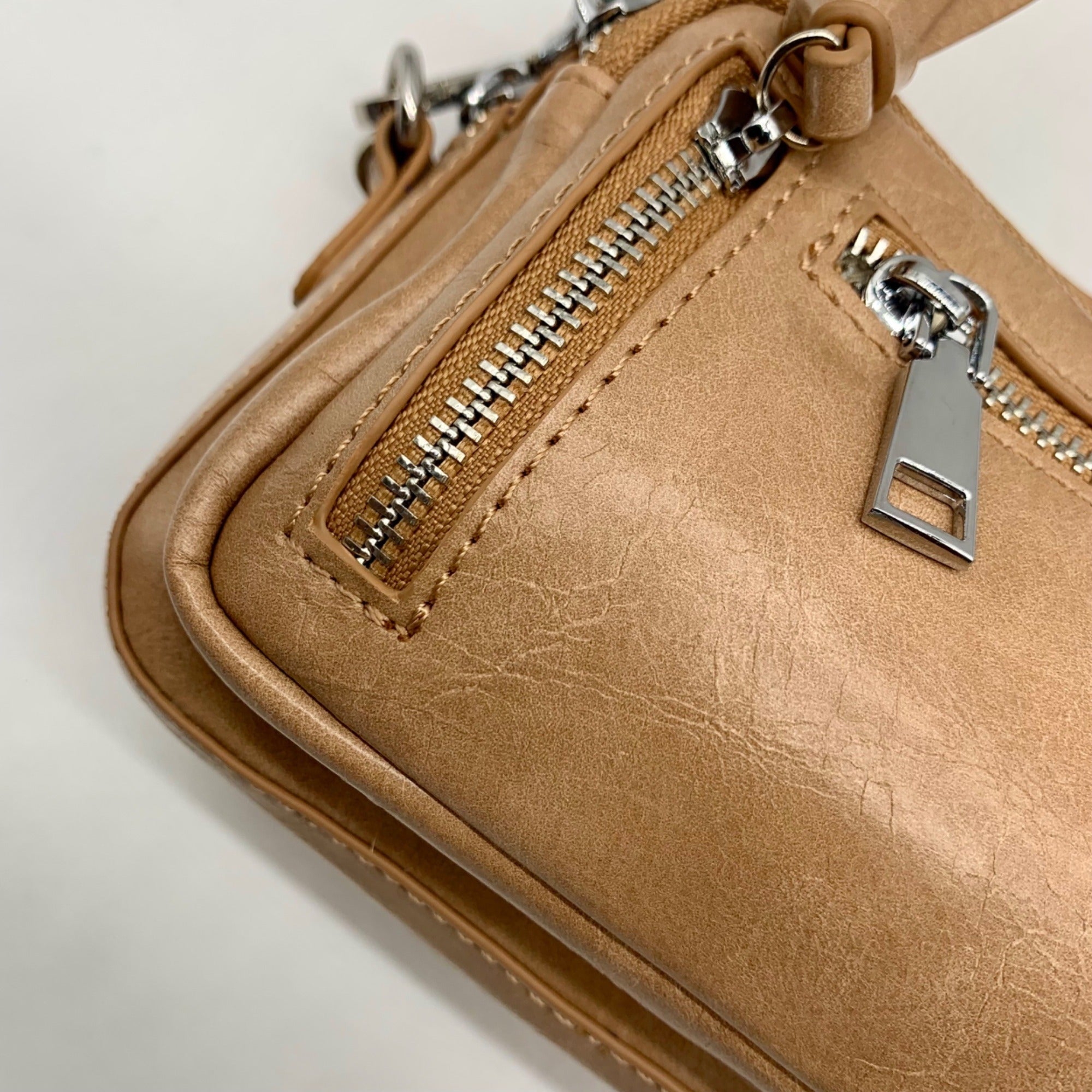 MMS Brands Brown Faux Leather Mini Cargo-Style Crossbody Bag