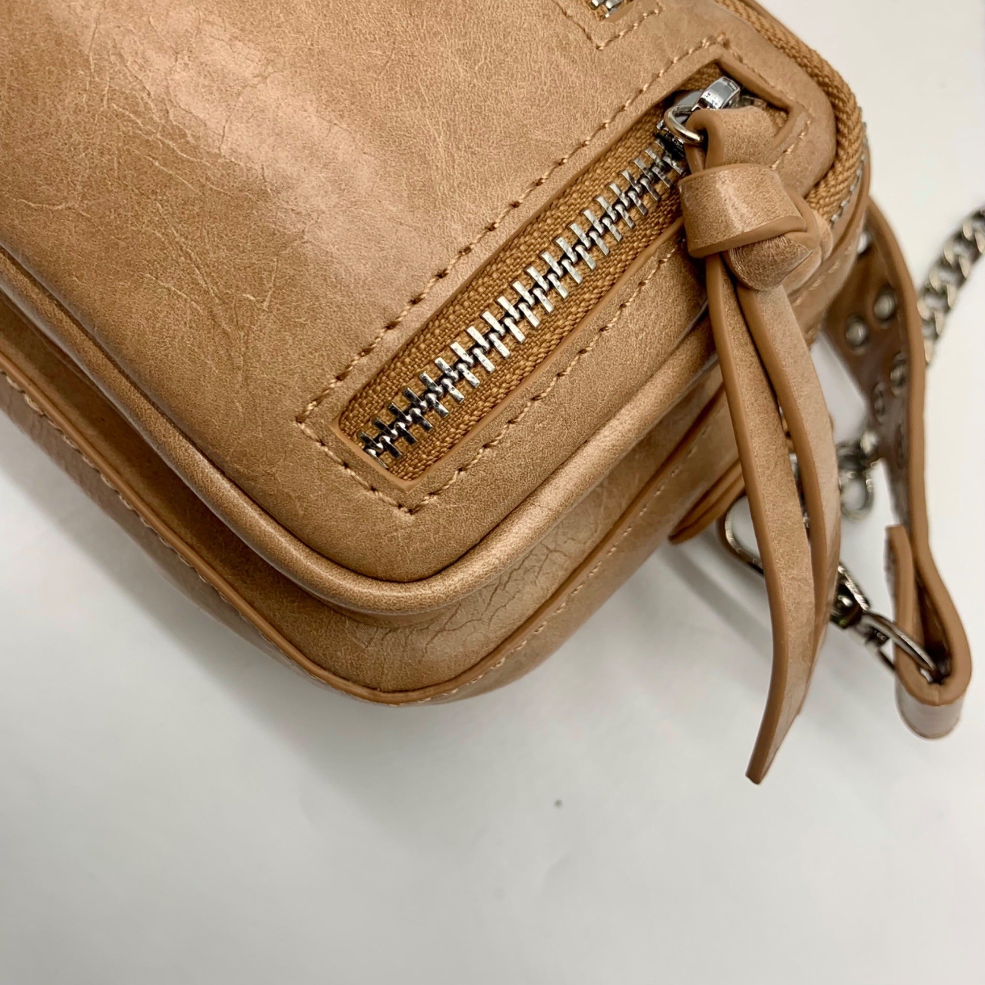 MMS Brands Brown Faux Leather Mini Cargo-Style Crossbody Bag