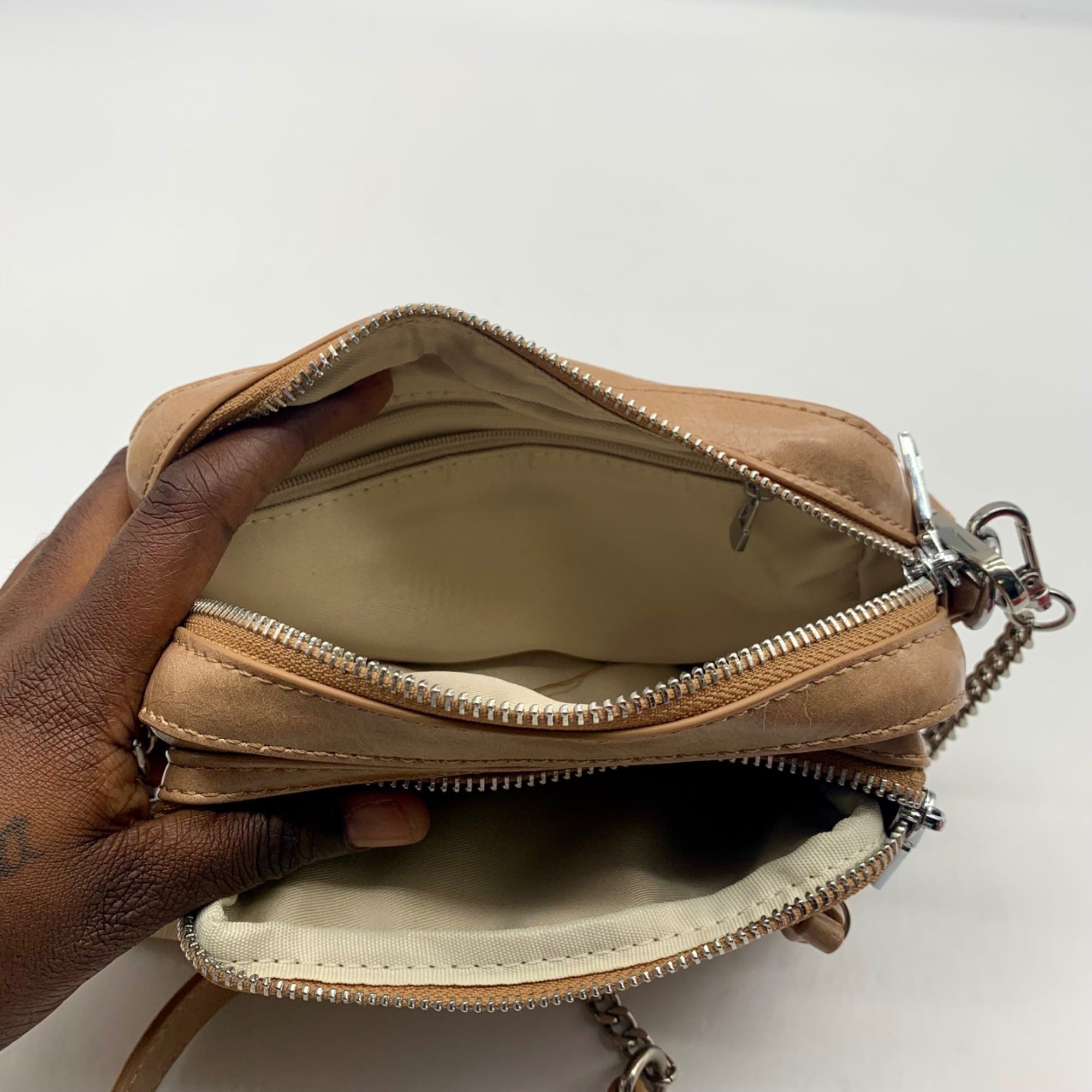 MMS Brands Brown Faux Leather Mini Cargo-Style Crossbody Bag