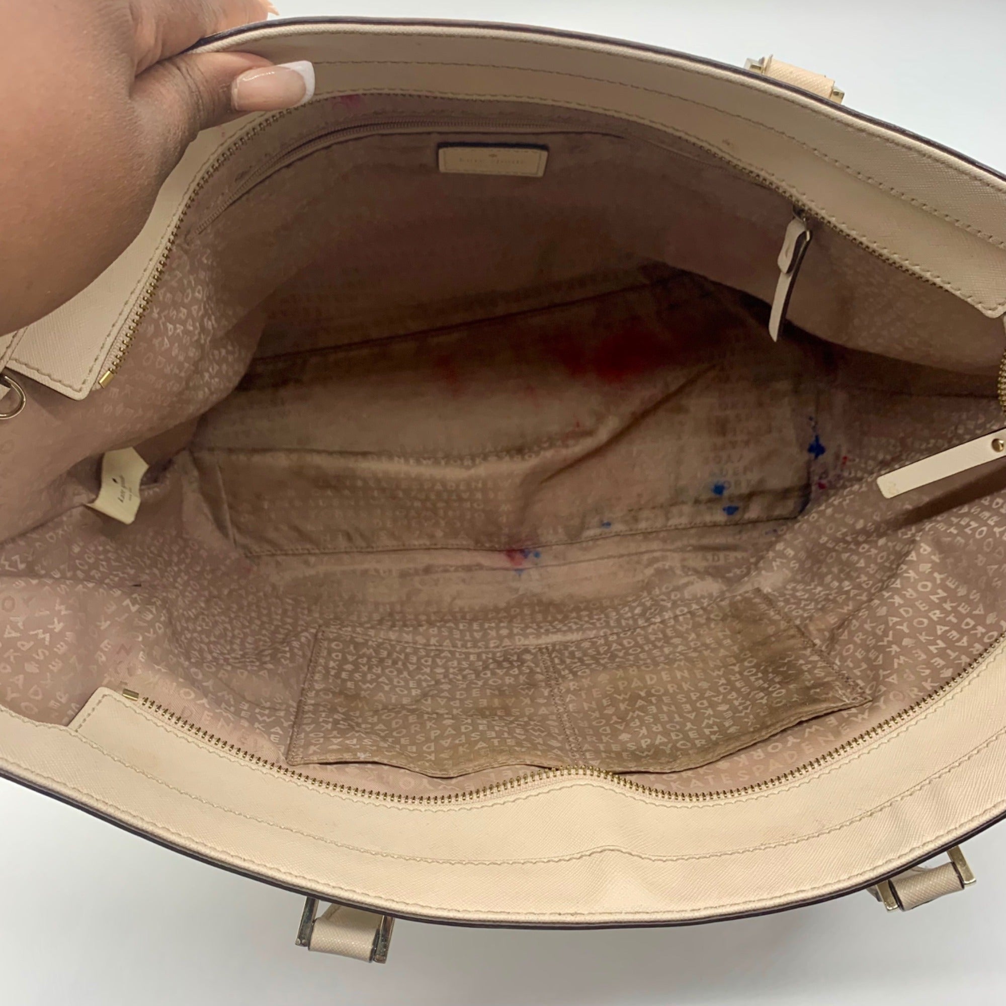 Kate Spade Cream Saffiano Leather Newbury Lane Dally Tote Bag
