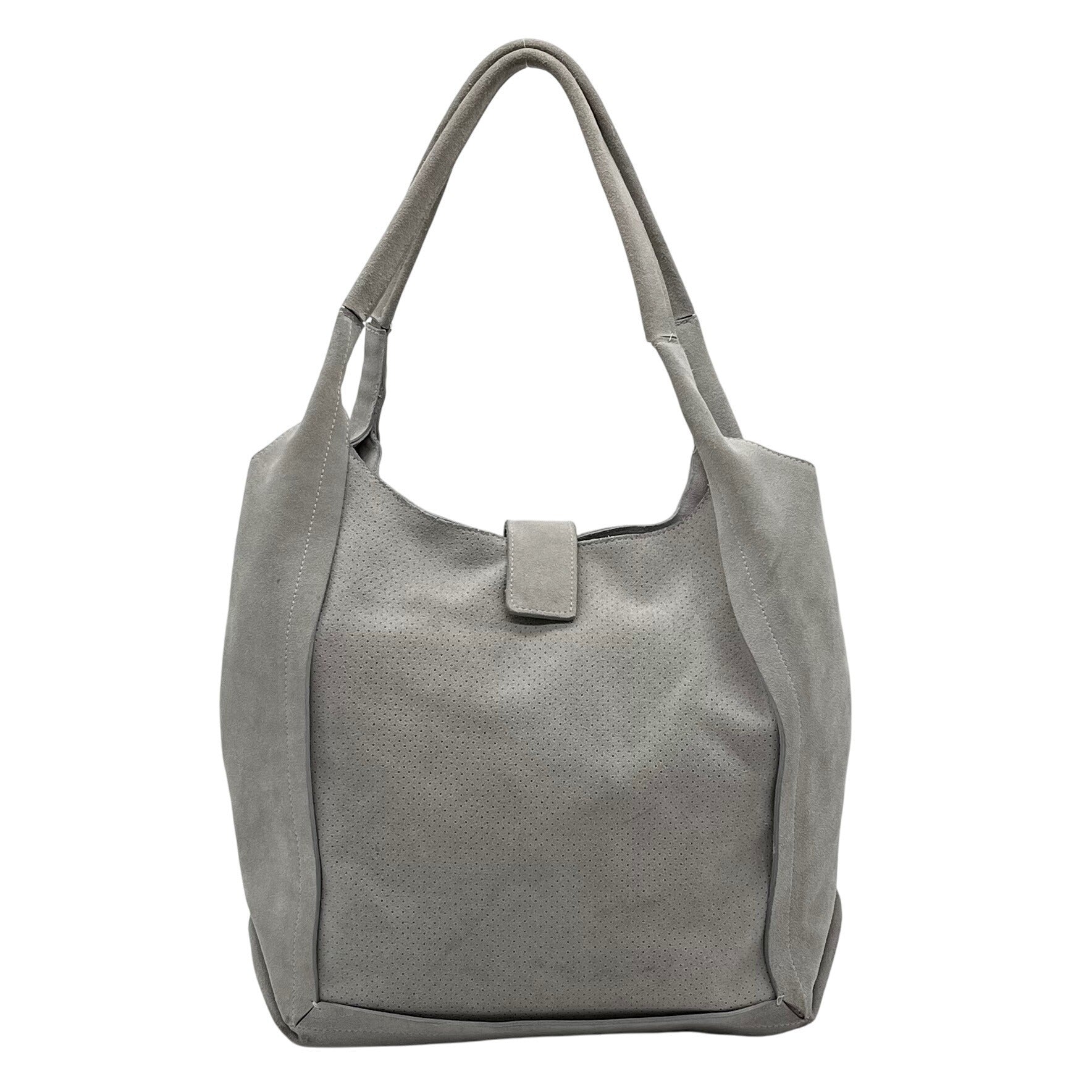 Donald J Pliner Gray Suede Perforated Shoulder Bag