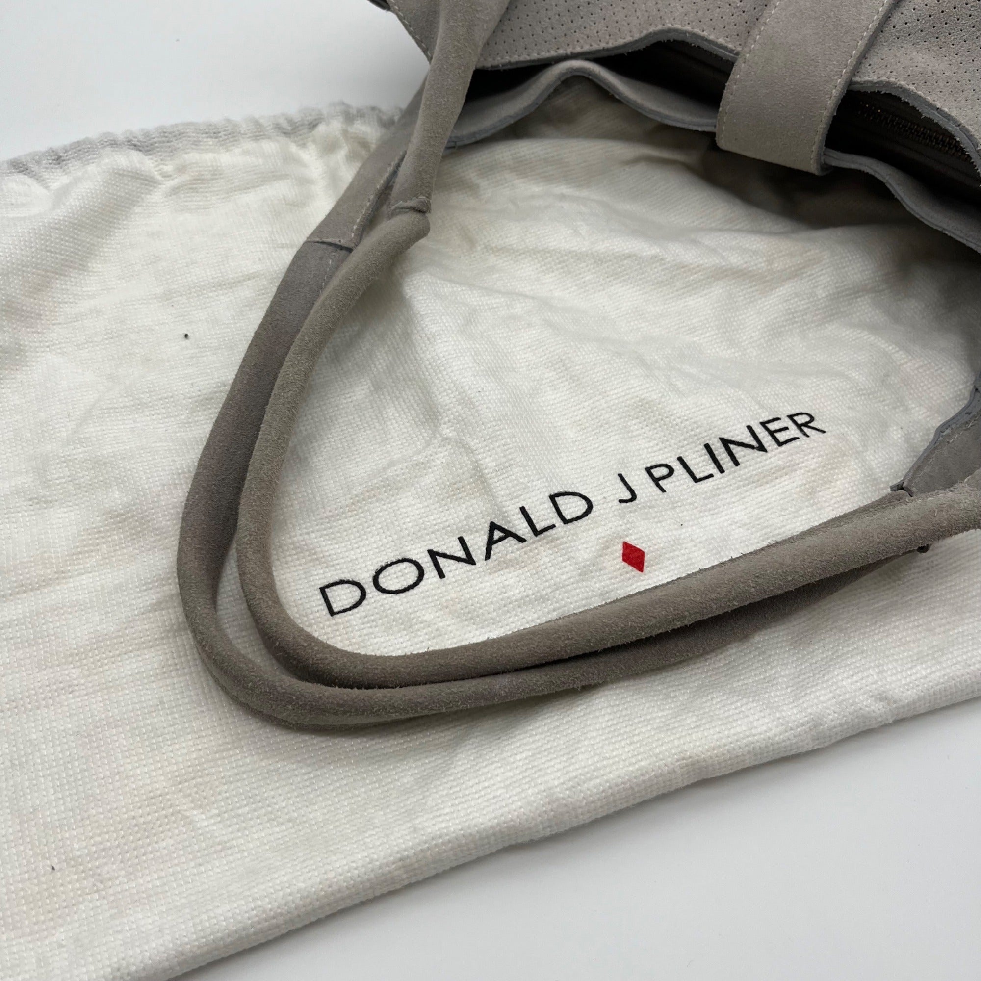Donald J Pliner Gray Suede Perforated Shoulder Bag