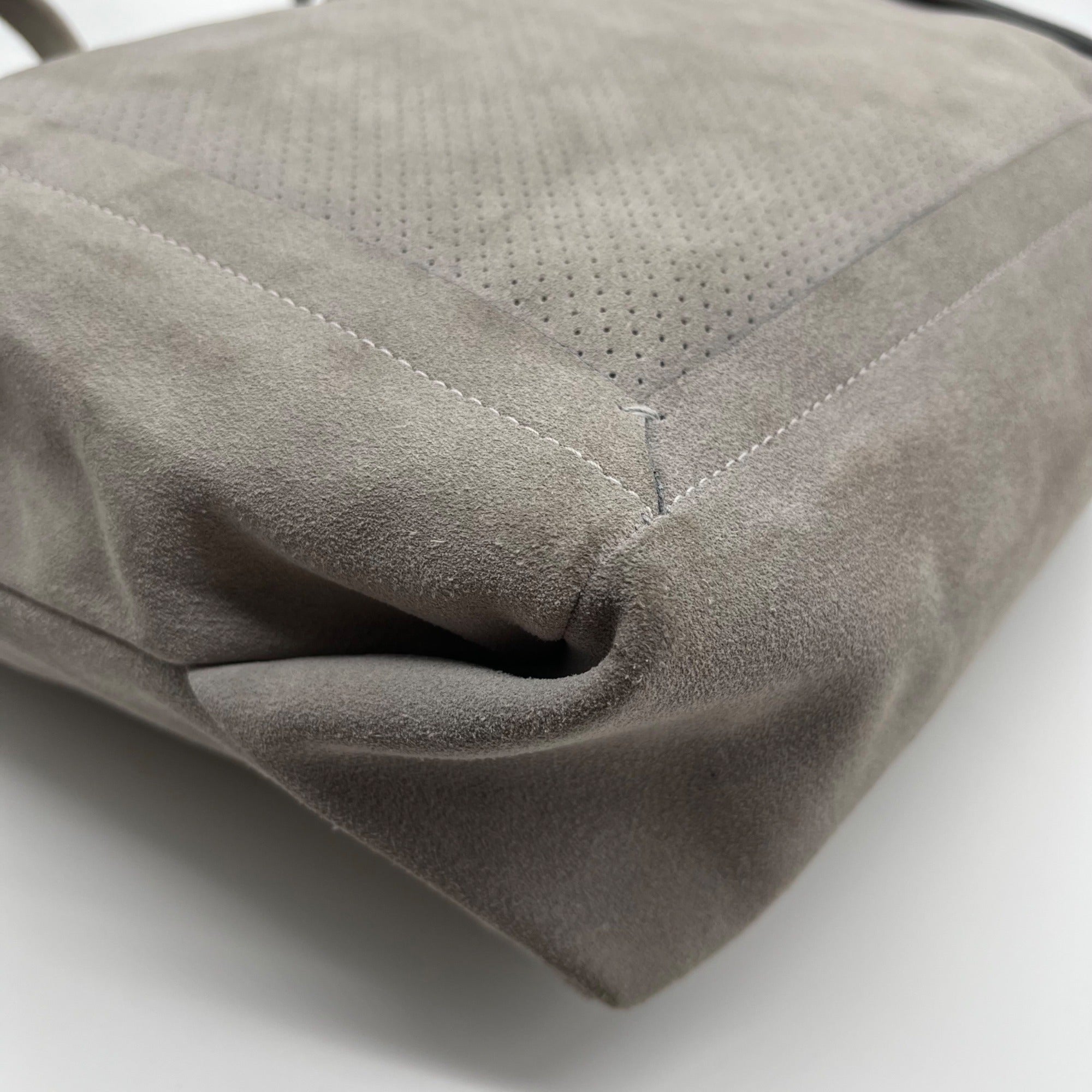 Donald J Pliner Gray Suede Perforated Shoulder Bag