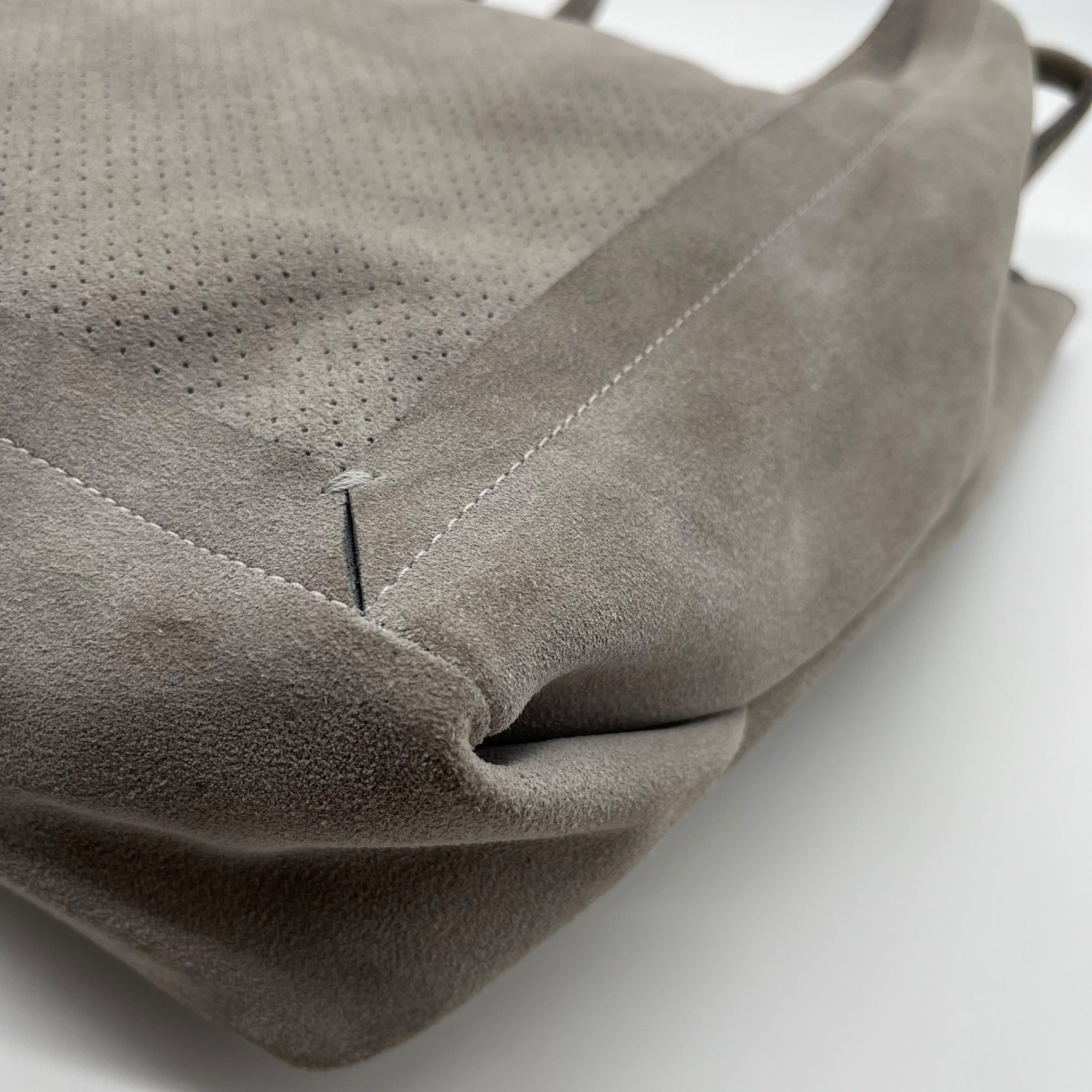 Donald J Pliner Gray Suede Perforated Shoulder Bag