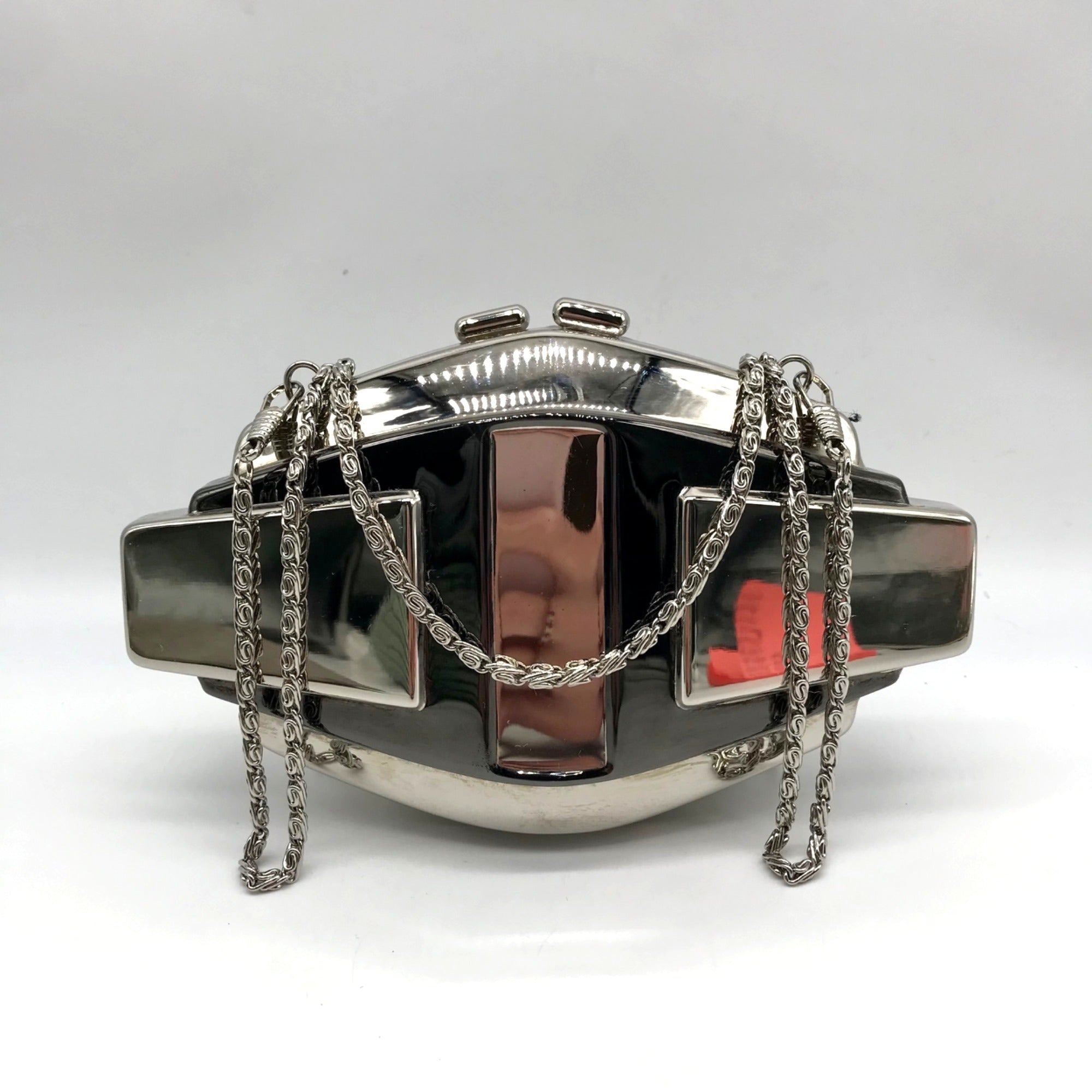 Whiting &amp; Davis Silver Hardshell Convertible Clutch