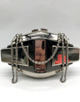 Whiting & Davis Silver Hardshell Convertible Clutch