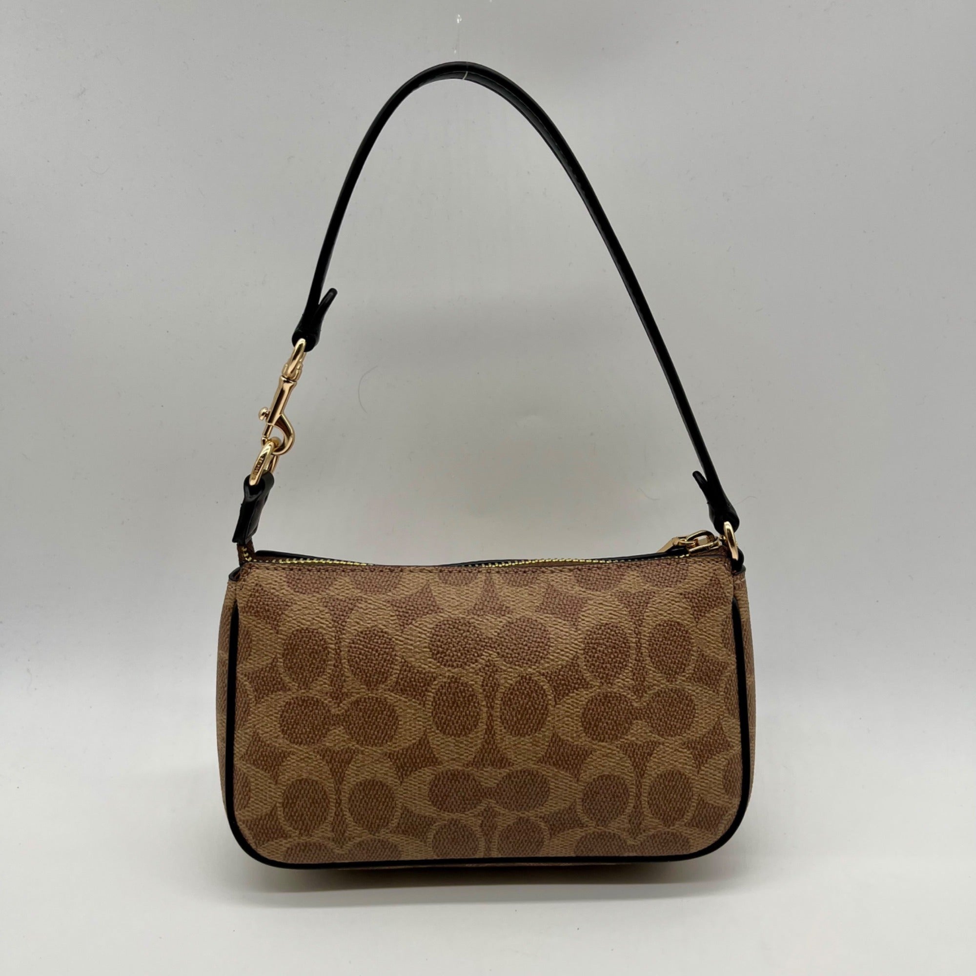Coach Khaki and Brown Canvas Coated shoulder bag