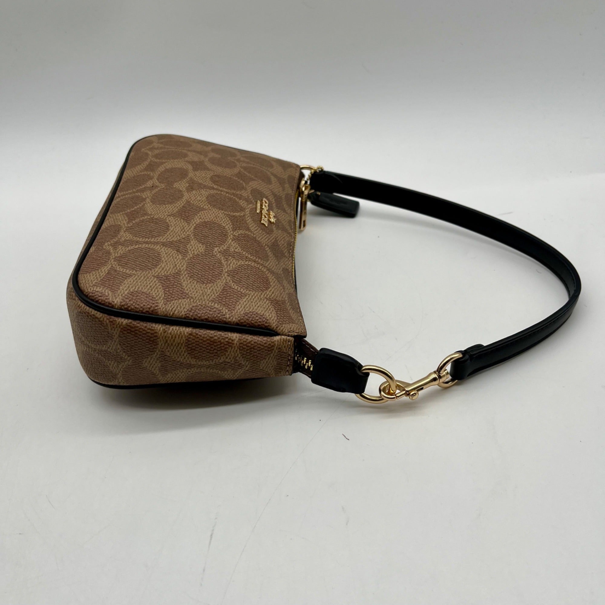 Coach Khaki and Brown Canvas Coated shoulder bag