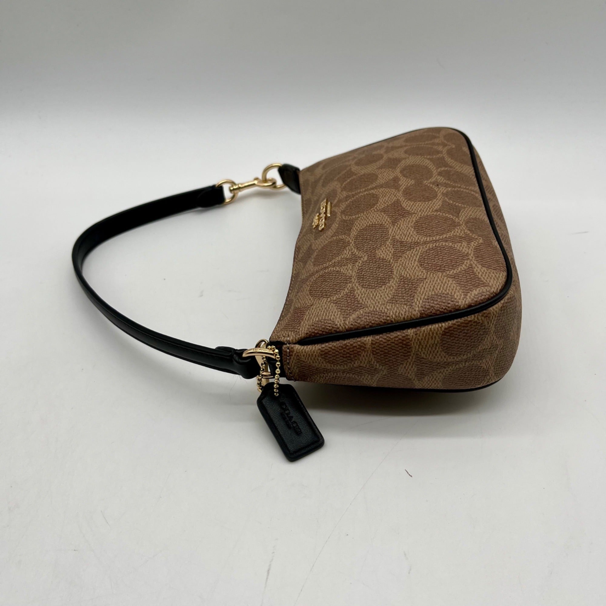 Coach Khaki and Brown Canvas Coated shoulder bag