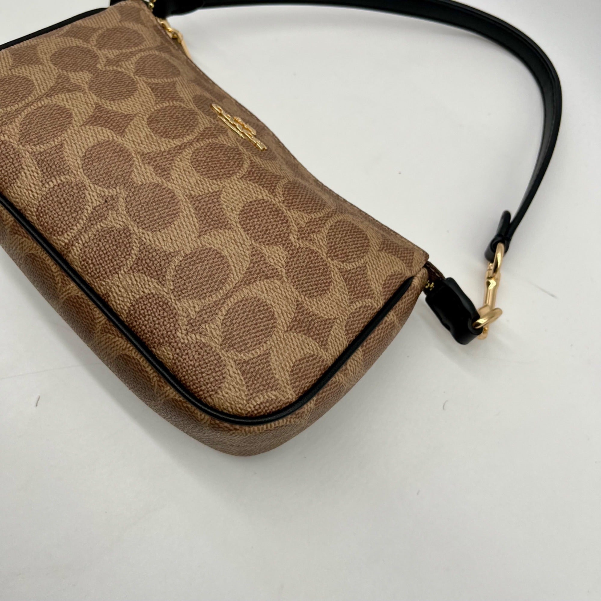 Coach Khaki and Brown Canvas Coated shoulder bag
