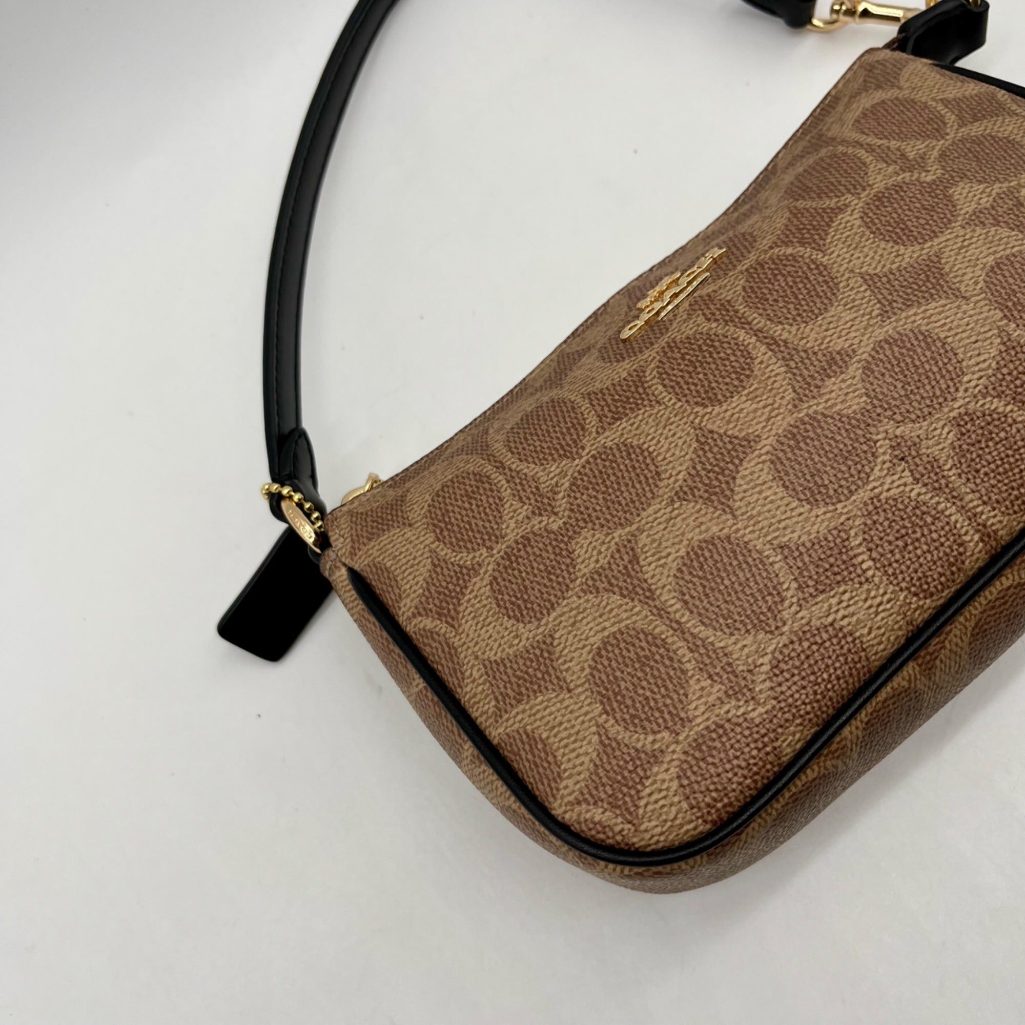 Coach Khaki and Brown Canvas Coated shoulder bag