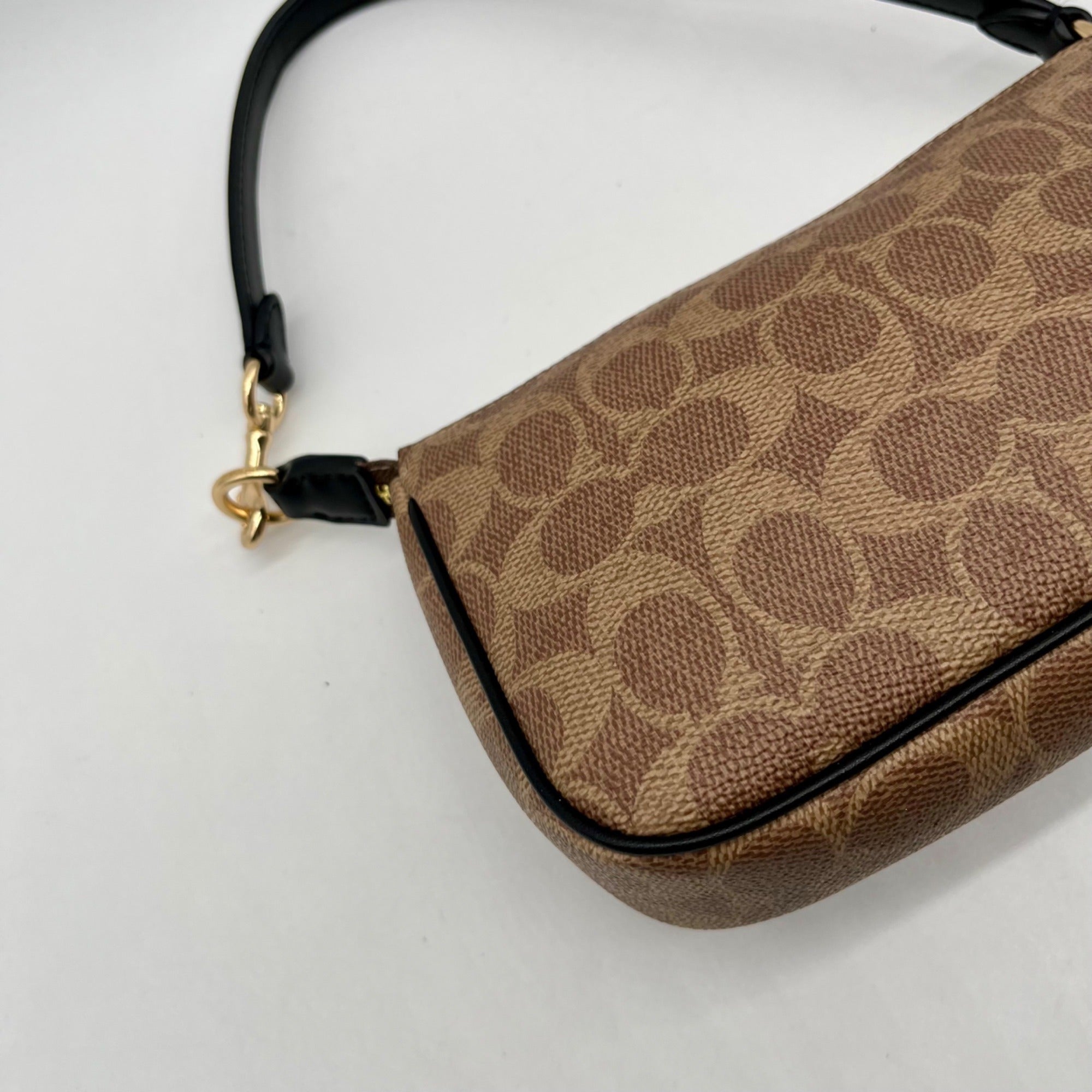 Coach Khaki and Brown Canvas Coated shoulder bag