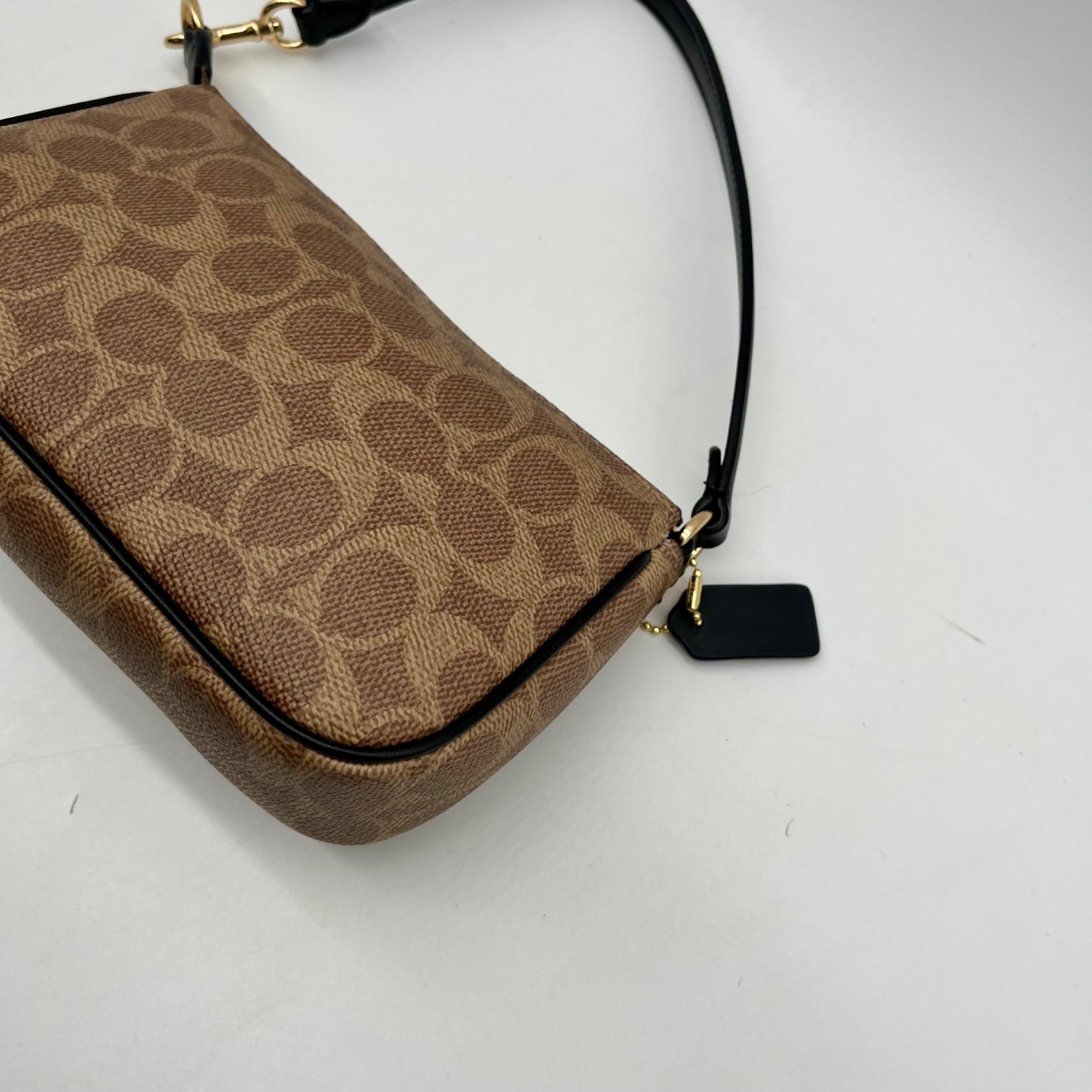 Coach Khaki and Brown Canvas Coated shoulder bag