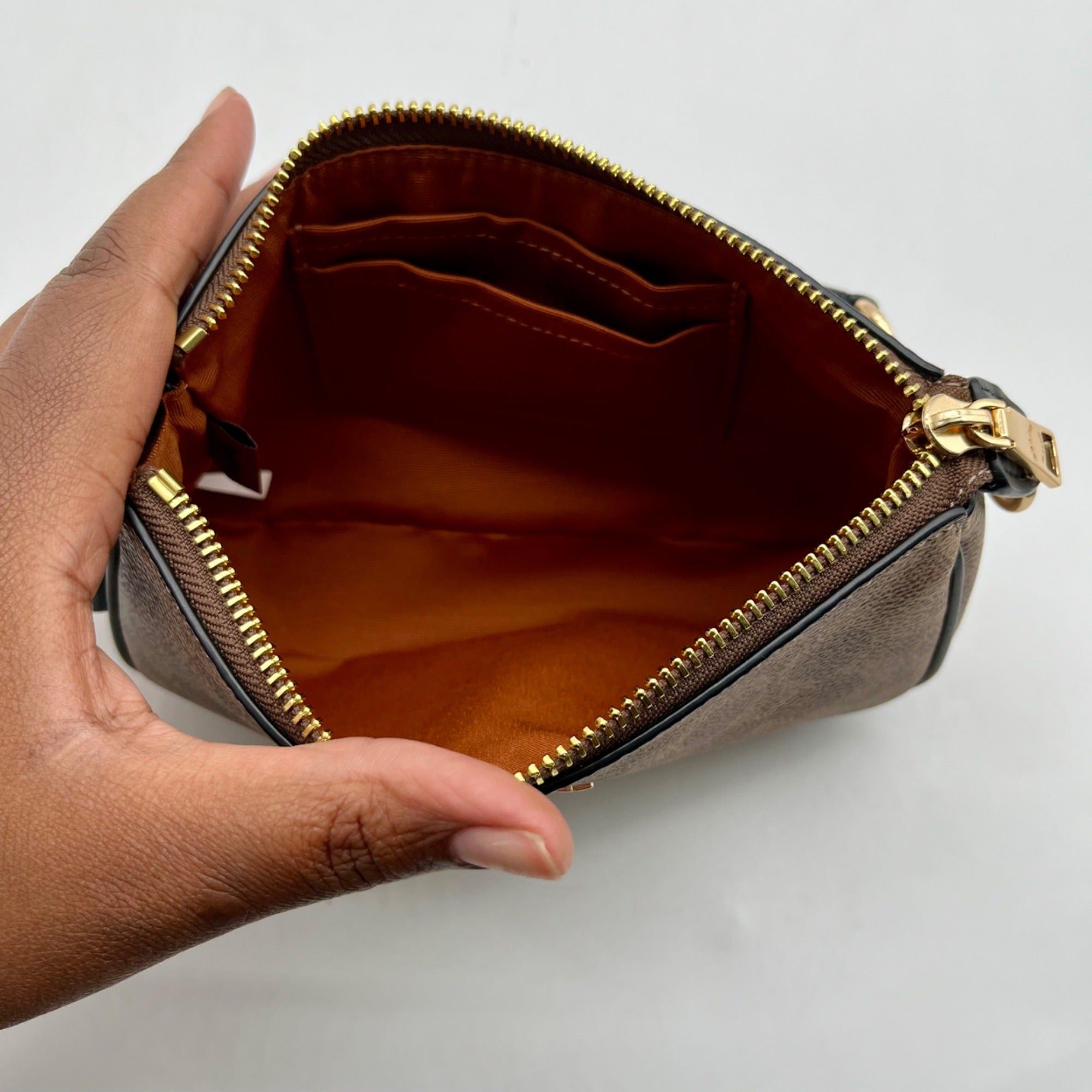Coach Khaki and Brown Canvas Coated shoulder bag