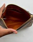 Coach Khaki and Brown Canvas Coated shoulder bag