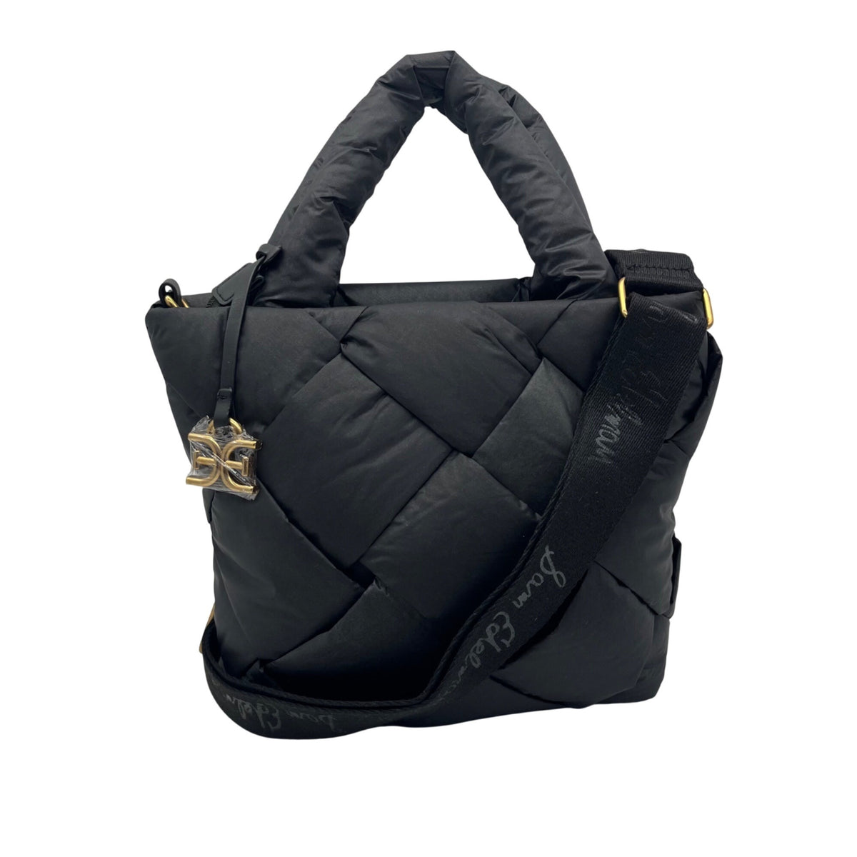 Sam Edelman Jianna Black Woven Nylon Small Tote