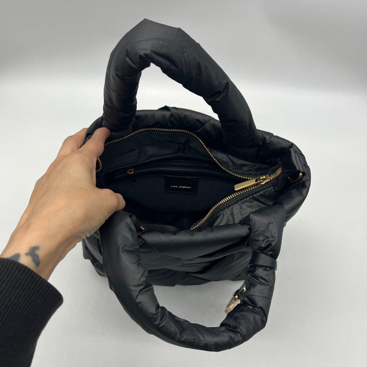 Sam Edelman Jianna Black Woven Nylon Small Tote