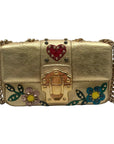 Dolce & Gabbana Lucia Embellished Gold Leather Shoulder Bag