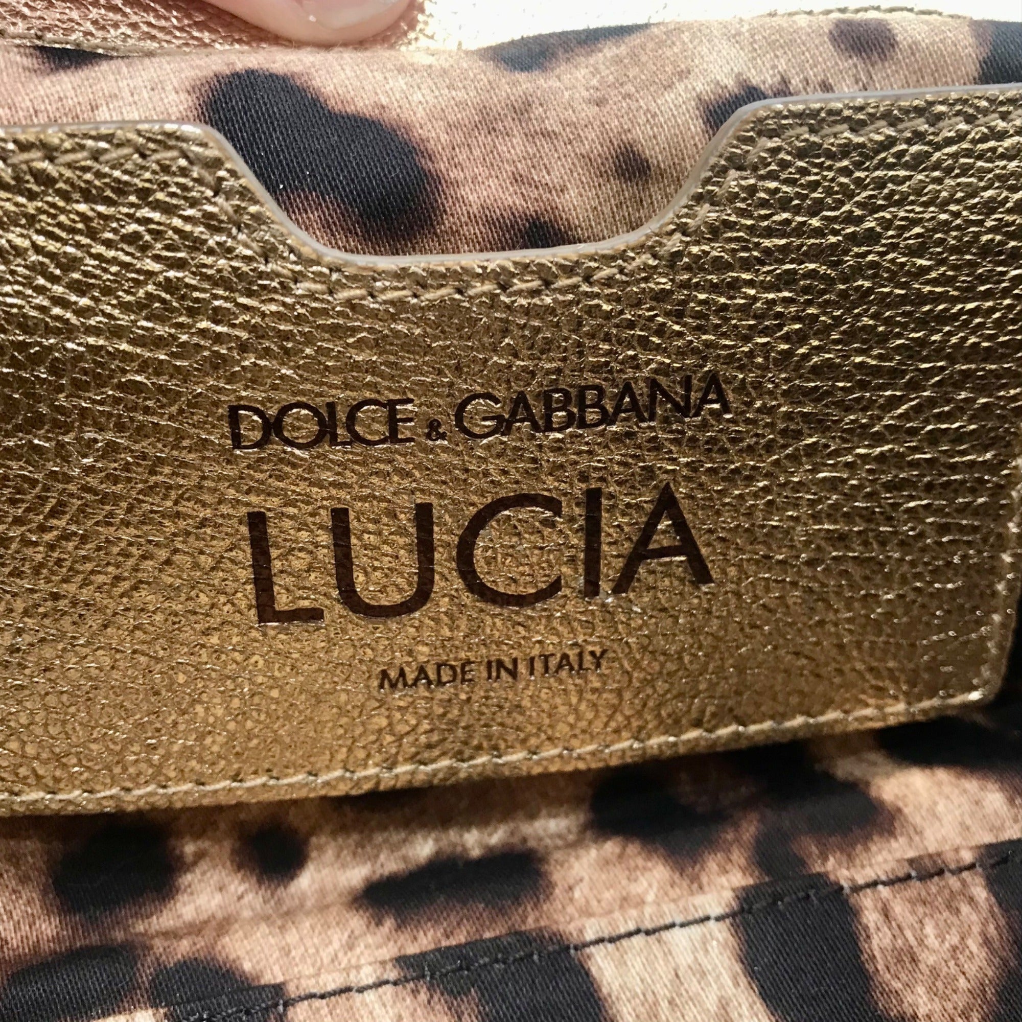 Dolce &amp; Gabbana Lucia Embellished Gold Leather Shoulder Bag