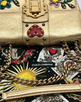 Dolce & Gabbana Lucia Embellished Gold Leather Shoulder Bag