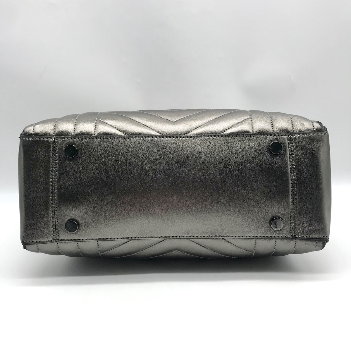 Michael Kors Metallic Grey Leather Susan Quilted Shoulder Bag