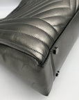 Michael Kors Metallic Grey Leather Susan Quilted Shoulder Bag