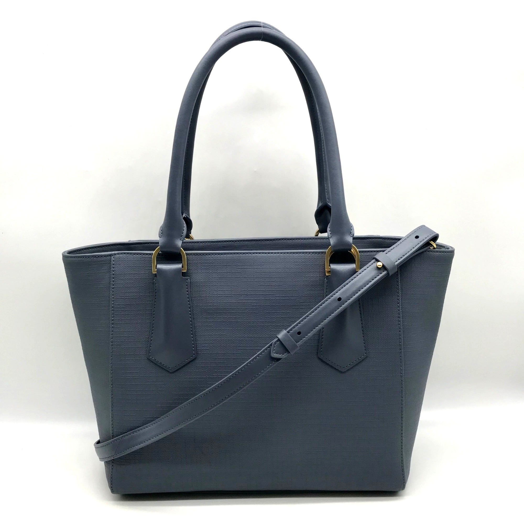 Dagne Dover Grey And Blue Coated Canvas Legend Tote Bag With Wallet